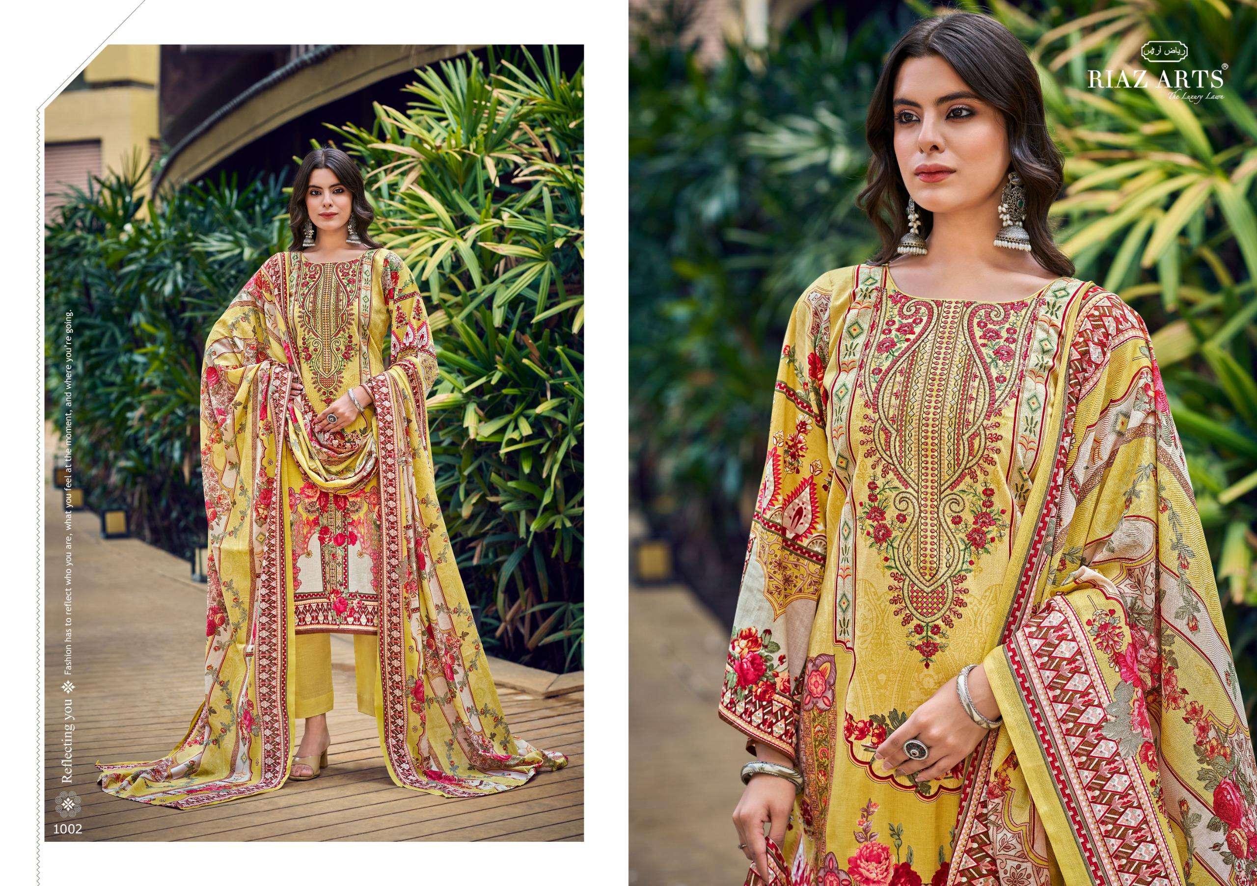 RIAZ ARTS MUSAFIR VOL 37 LAWN COTTON PRINT WITH FANCY WORK SUIT