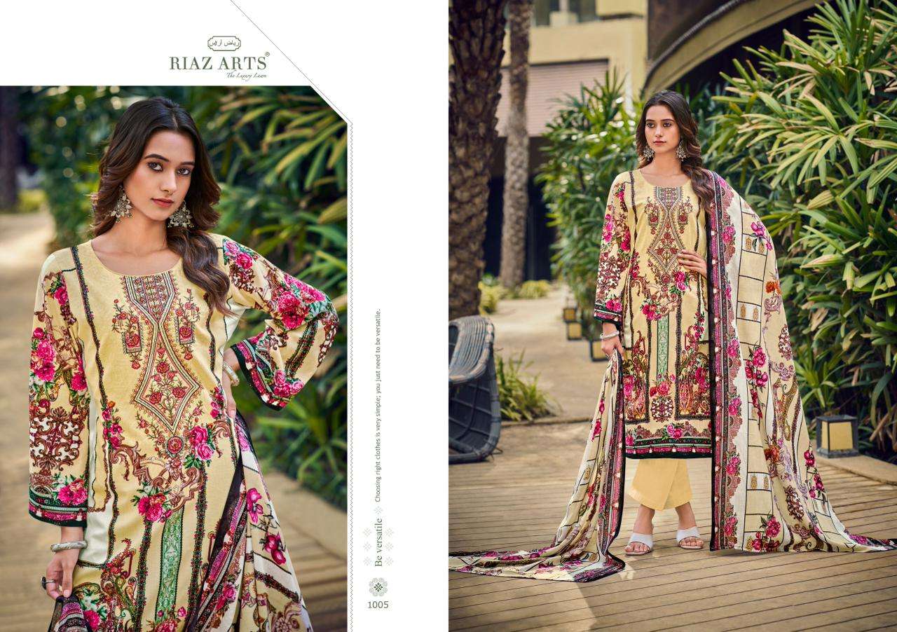 RIAZ ARTS MUSAFIR VOL 37 LAWN COTTON PRINT WITH FANCY WORK SUIT