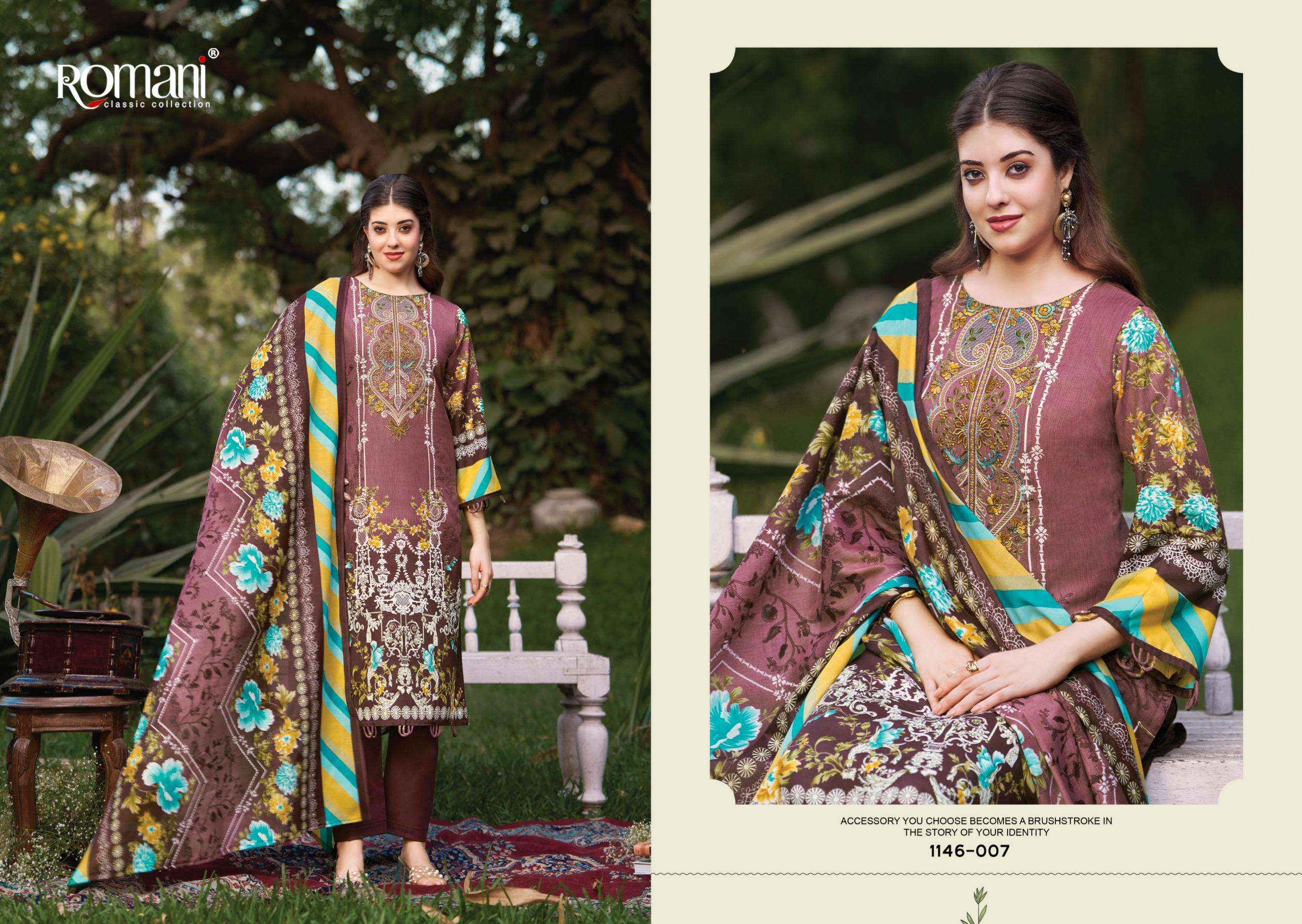 ROMANI NEEDLE WONDER VOL 11 COTTON DIGITAL PRINTS WITH FANCY EMBROIDERY WORK SUIT