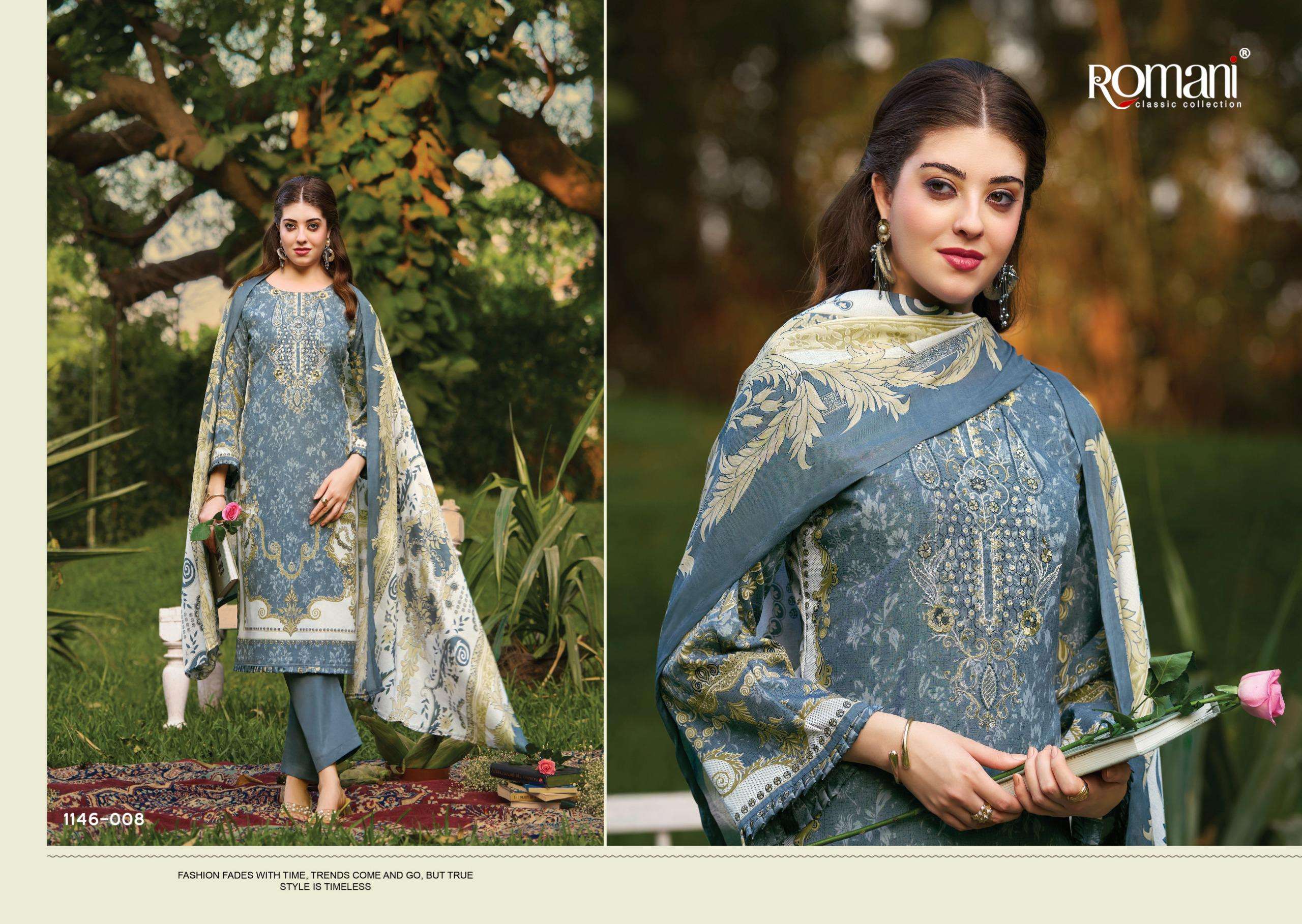 ROMANI NEEDLE WONDER VOL 11 COTTON DIGITAL PRINTS WITH FANCY EMBROIDERY WORK SUIT