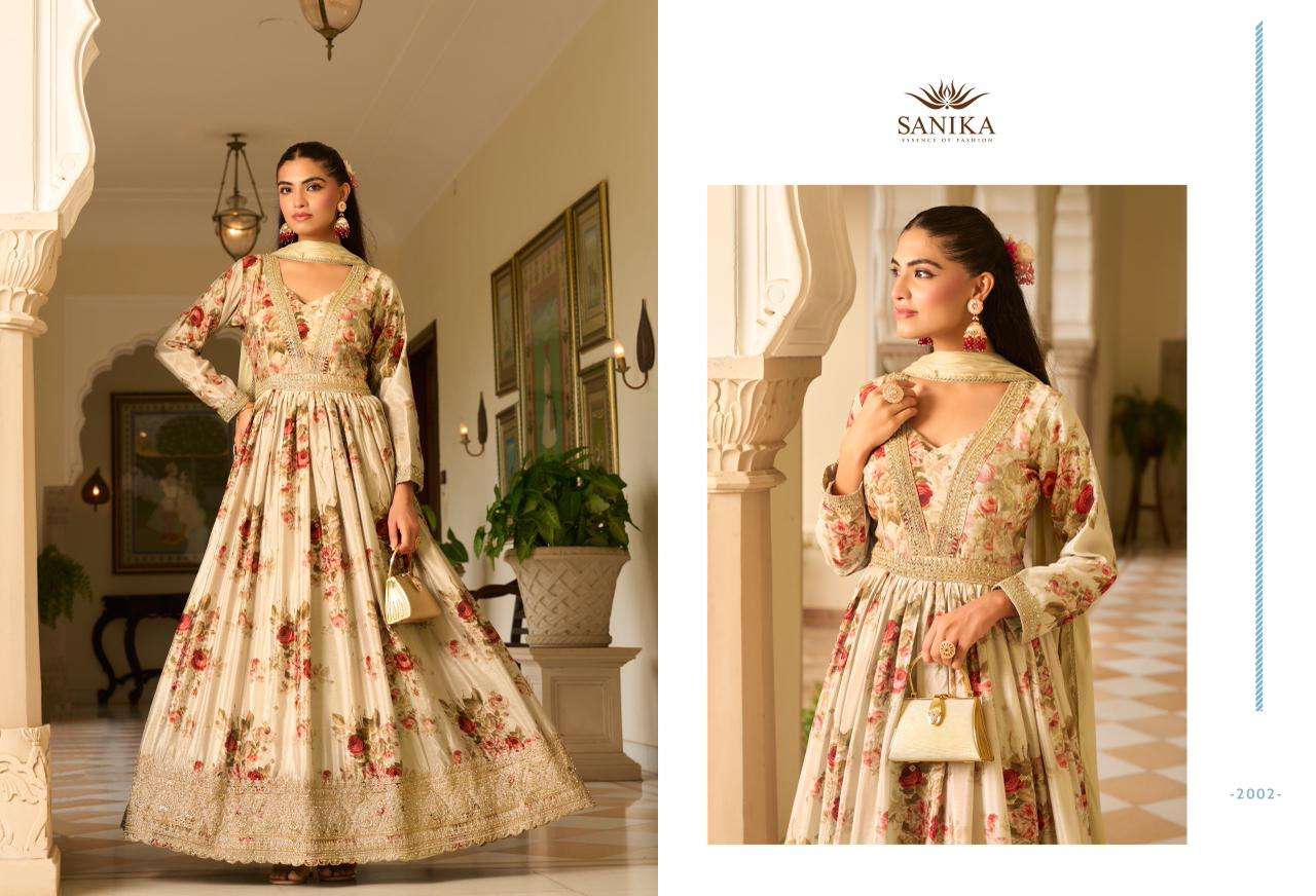 SANIKA FASHION JAGMAG SILK HEAVY DESIGNER PARTY WEAR LADIES GOWN WITH DUPATTA SET