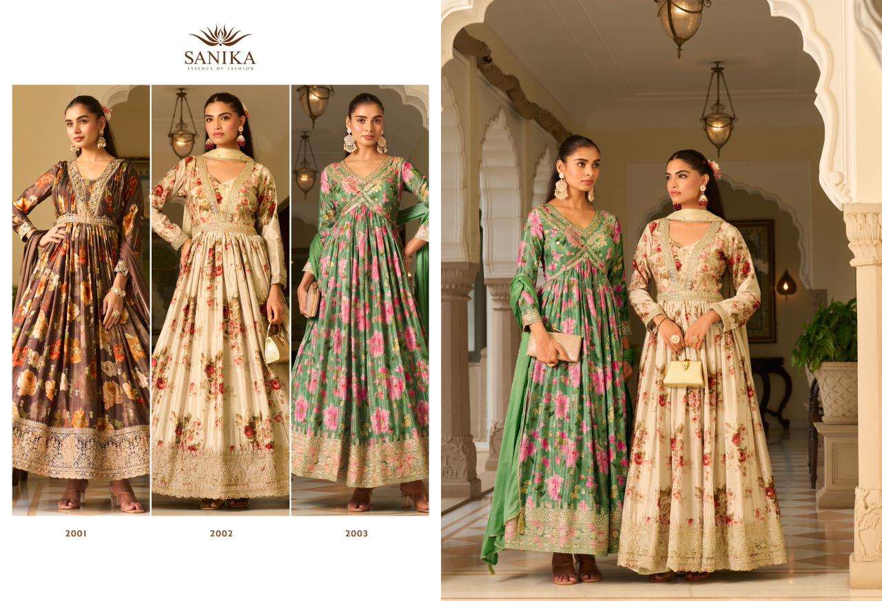 SANIKA FASHION JAGMAG SILK HEAVY DESIGNER PARTY WEAR LADIES GOWN WITH DUPATTA SET