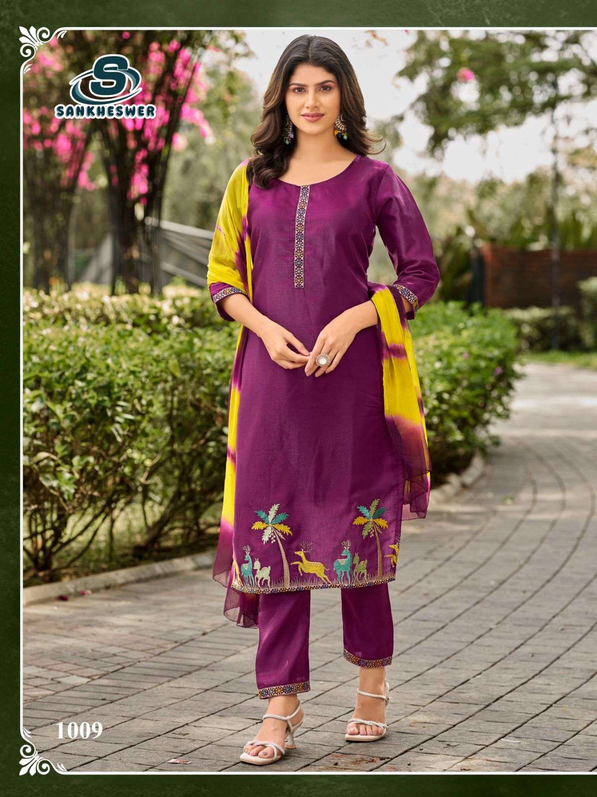 SANKHESWER IMPEX AAMAAL VOL 1 SILK FANCY WORK LADIES 3PCS SET COLLECTION 
