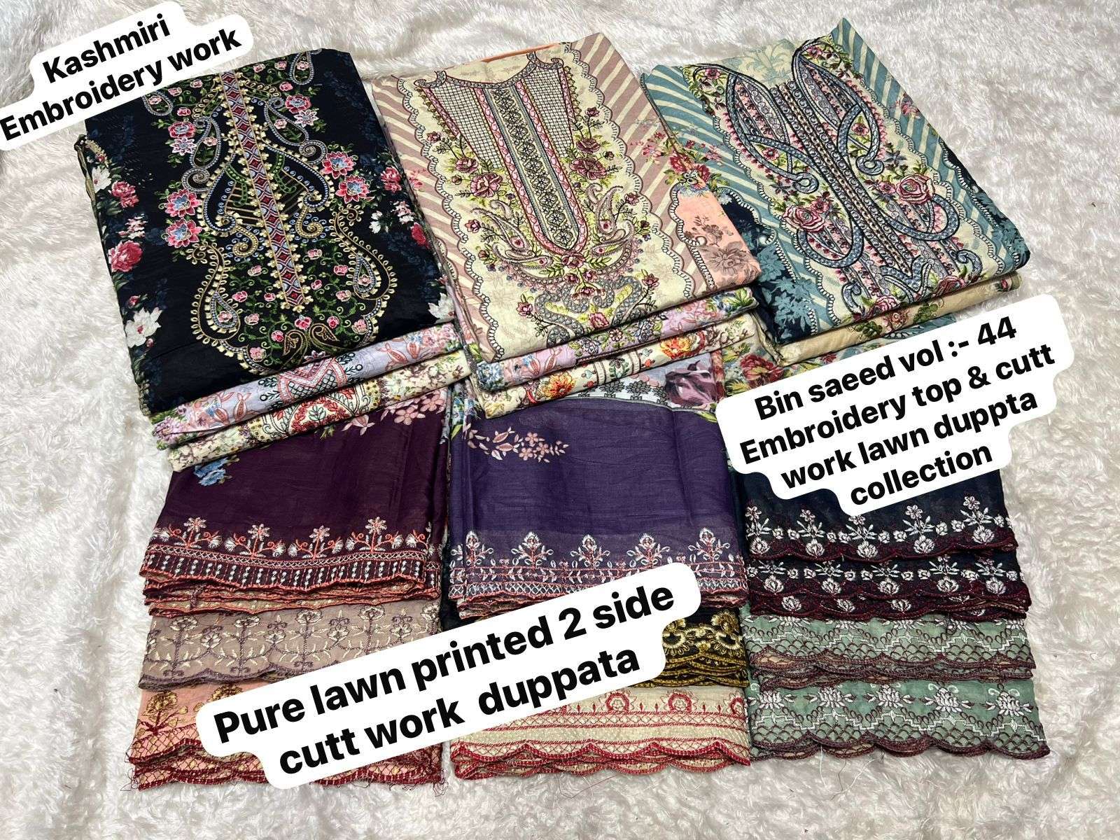 SAPPHIRE BIN SAEED VOL 44 LAWN COTTON PRINTED WITH EMBROIDERY WORK SUIT