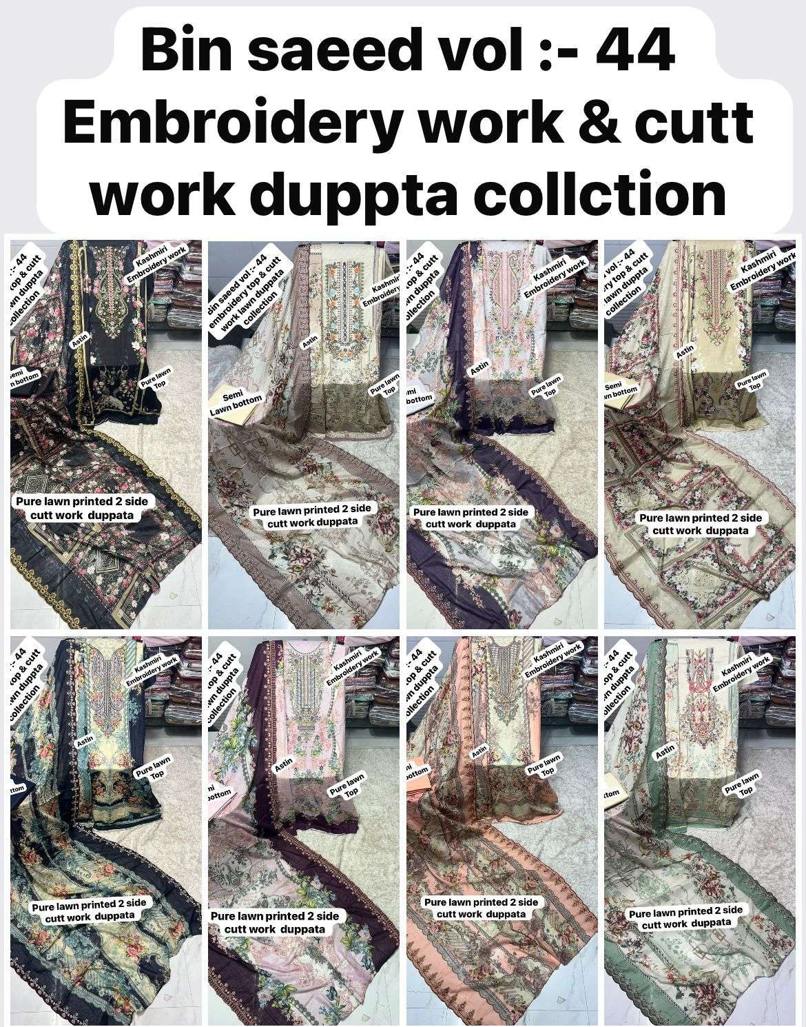SAPPHIRE BIN SAEED VOL 44 LAWN COTTON PRINTED WITH EMBROIDERY WORK SUIT