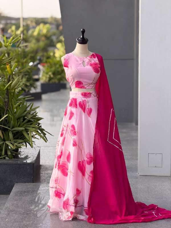 SC 37 ORGANZA SILK FANCY PRINT LADIES LEHENGA CHOLI COLLECTION