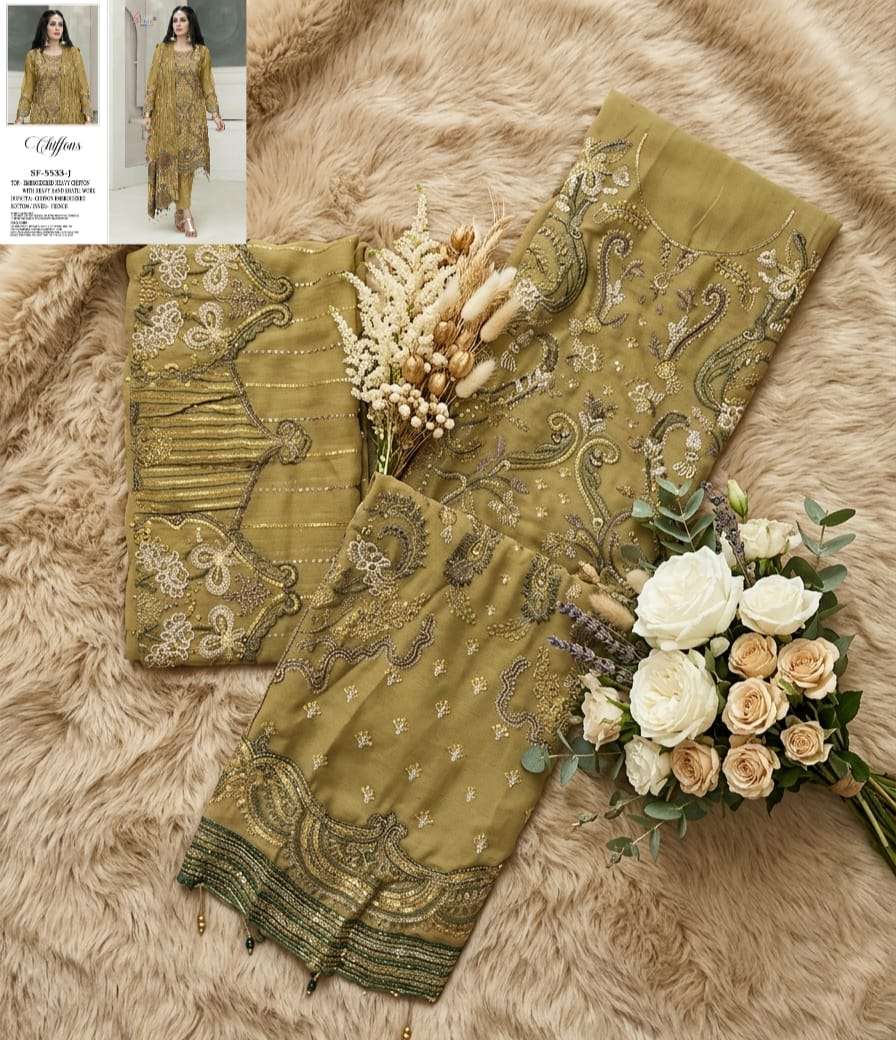 SHREE FABS D NO 5533 HIJK CHIFFON HEAVY EMBROIDERED DESIGNER PAKISTANI SUIT