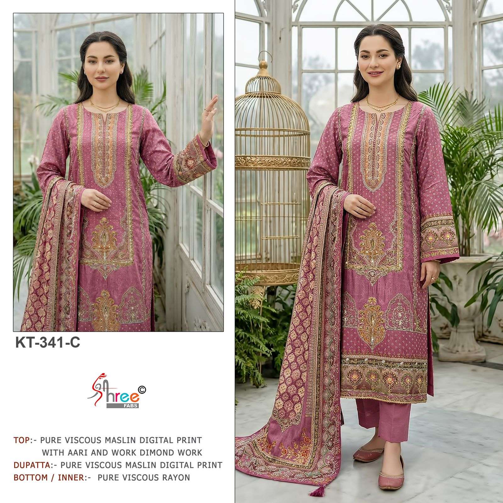SHREE FABS KT 241 VISCOSE DIGITAL PRINT WITH HAND WORK DESIGNER SUIT