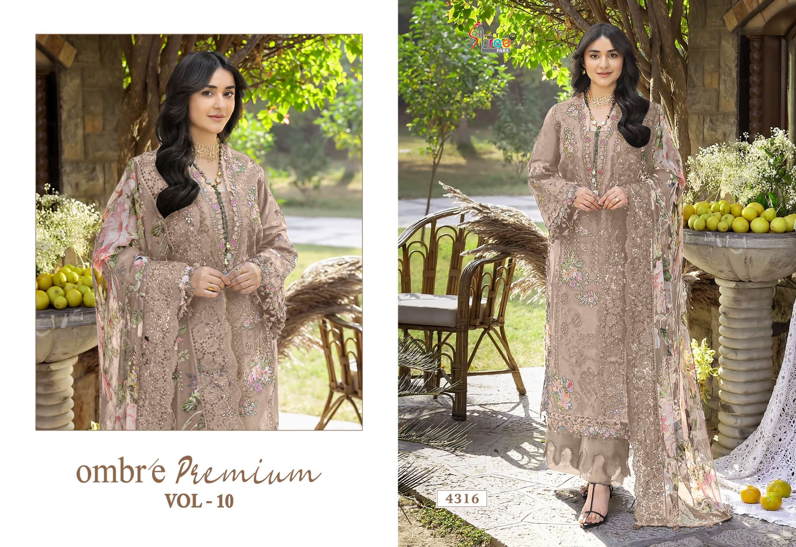 SHREE FABS OMBRE PREMIUM VOL 10 COTTON HEAVY EMBROIDERY DESIGNER WORK PAKISTANI SUIT