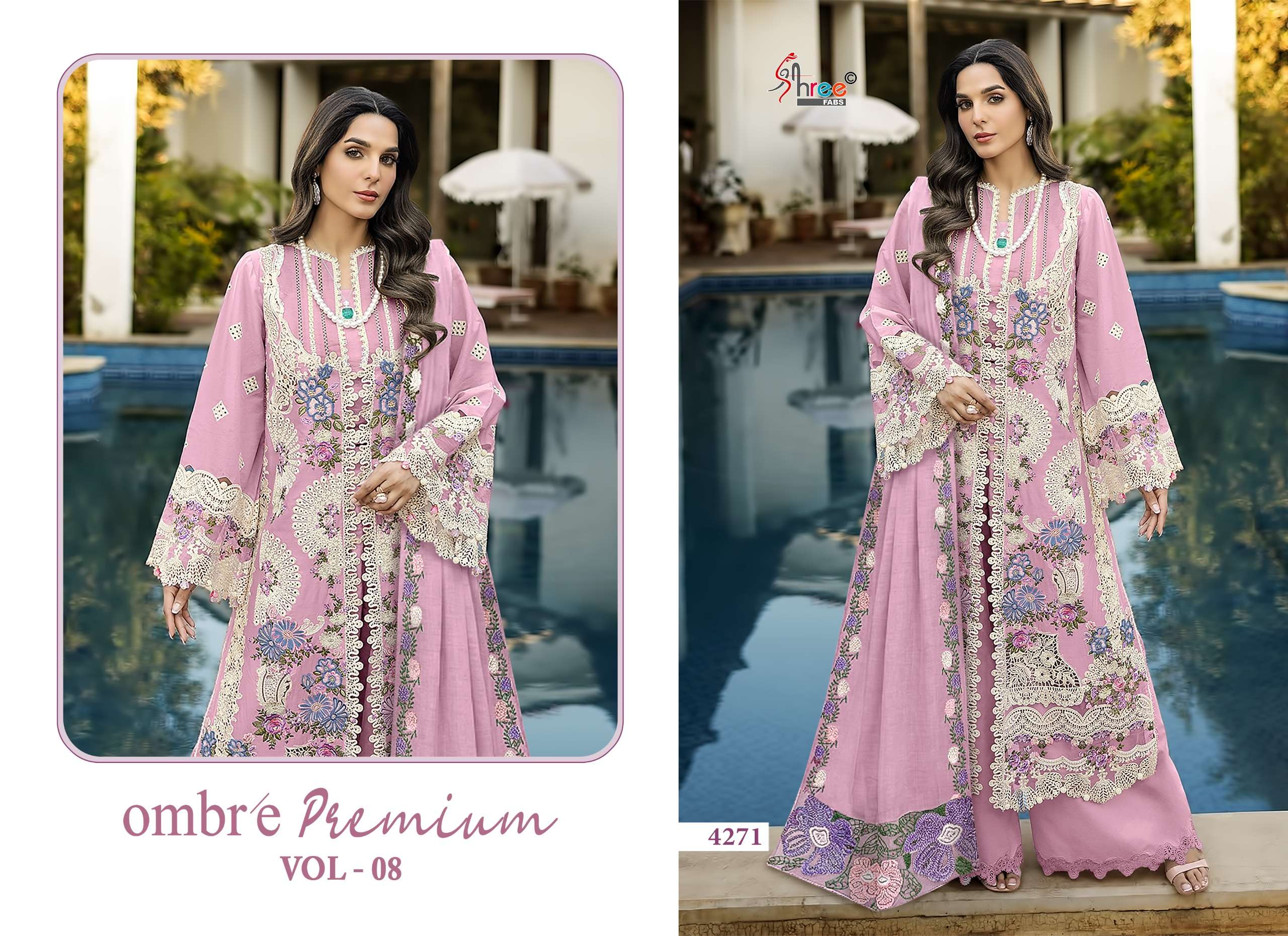 SHREE FABS OMBRE PREMIUM VOL 8 COTTON HEAVY EMBROIDERY DESIGNER SUIT