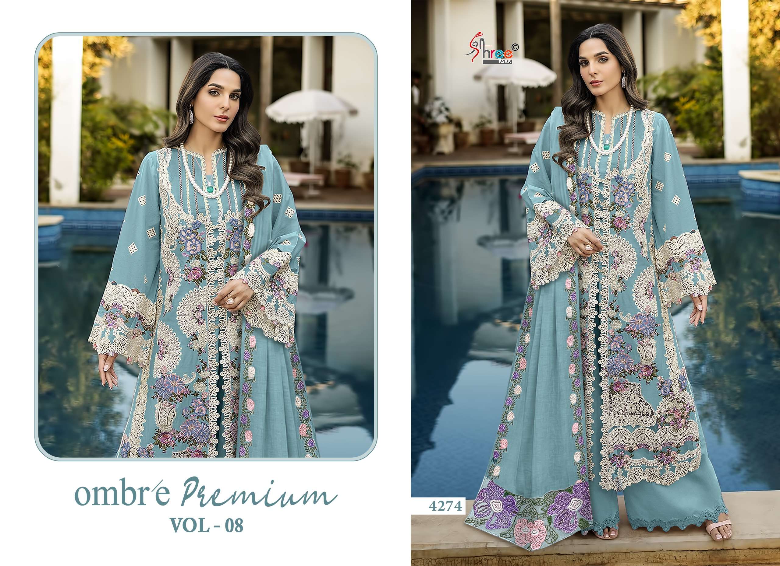 SHREE FABS OMBRE PREMIUM VOL 8 COTTON HEAVY EMBROIDERY DESIGNER SUIT
