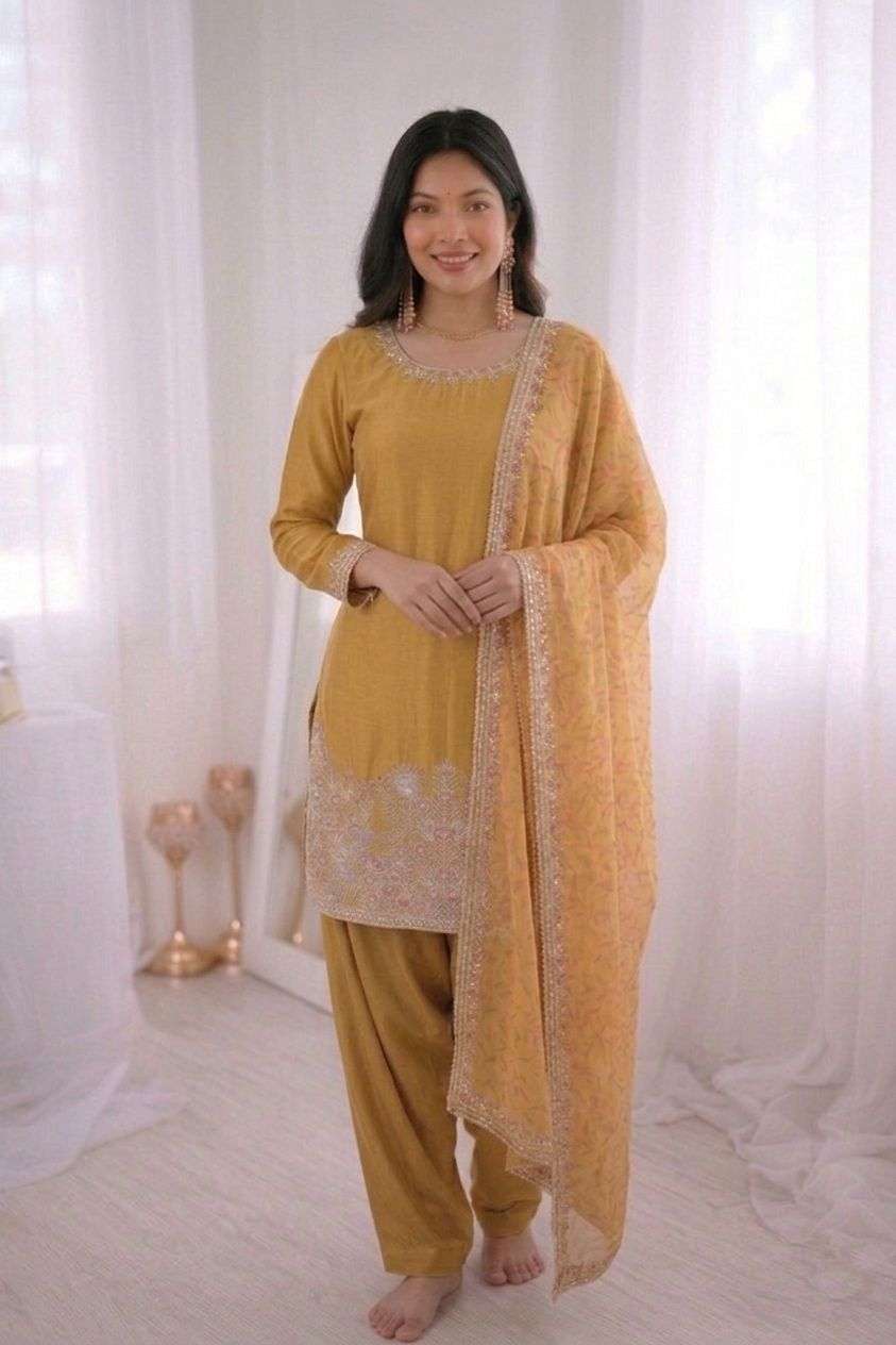 SSR 515 SILK SEQUENCE EMBROIDERY DESIGNER WORK PARTY WEAR LADIES SUIT