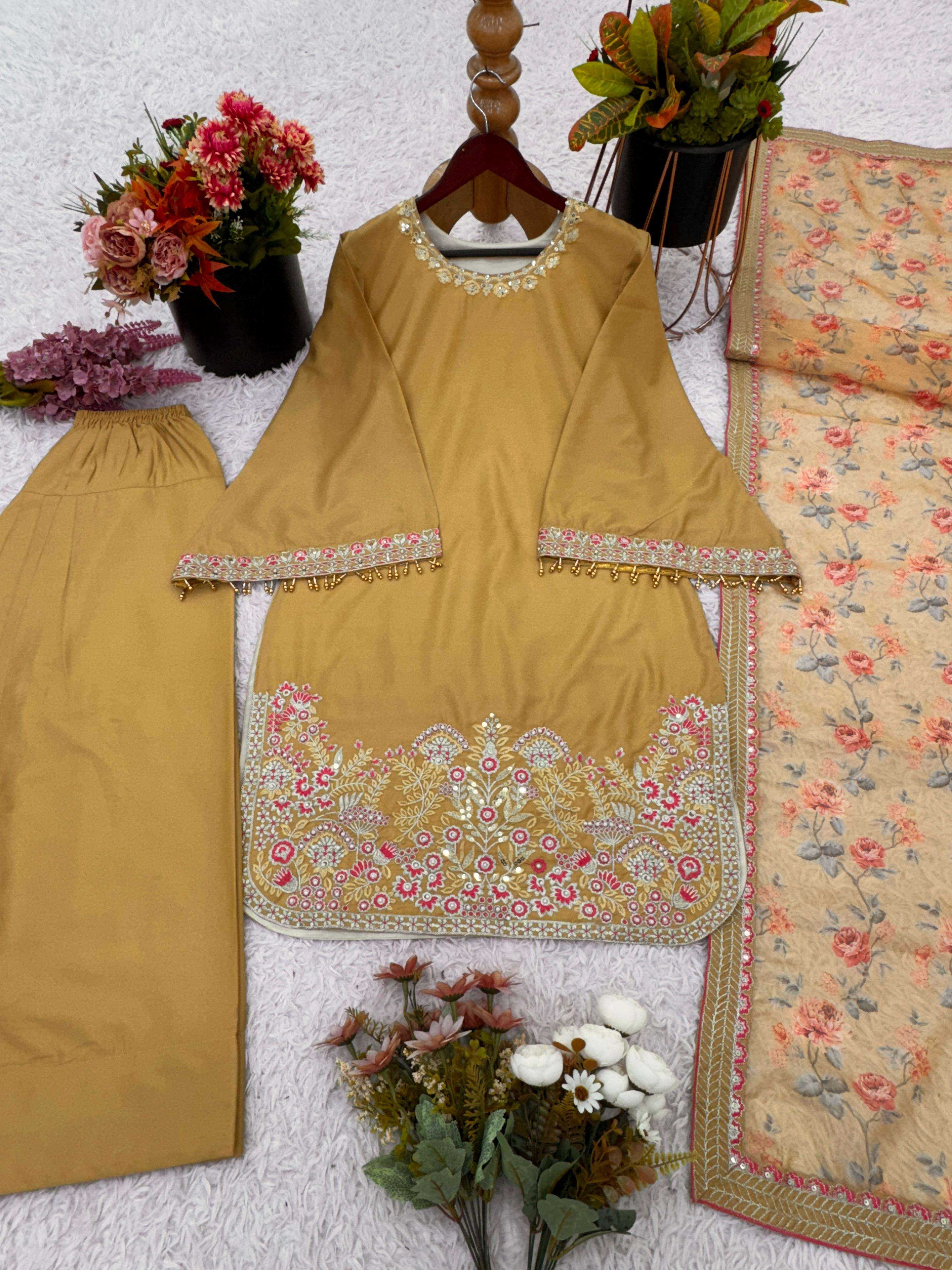 SSR 515 SILK SEQUENCE EMBROIDERY DESIGNER WORK PARTY WEAR LADIES SUIT
