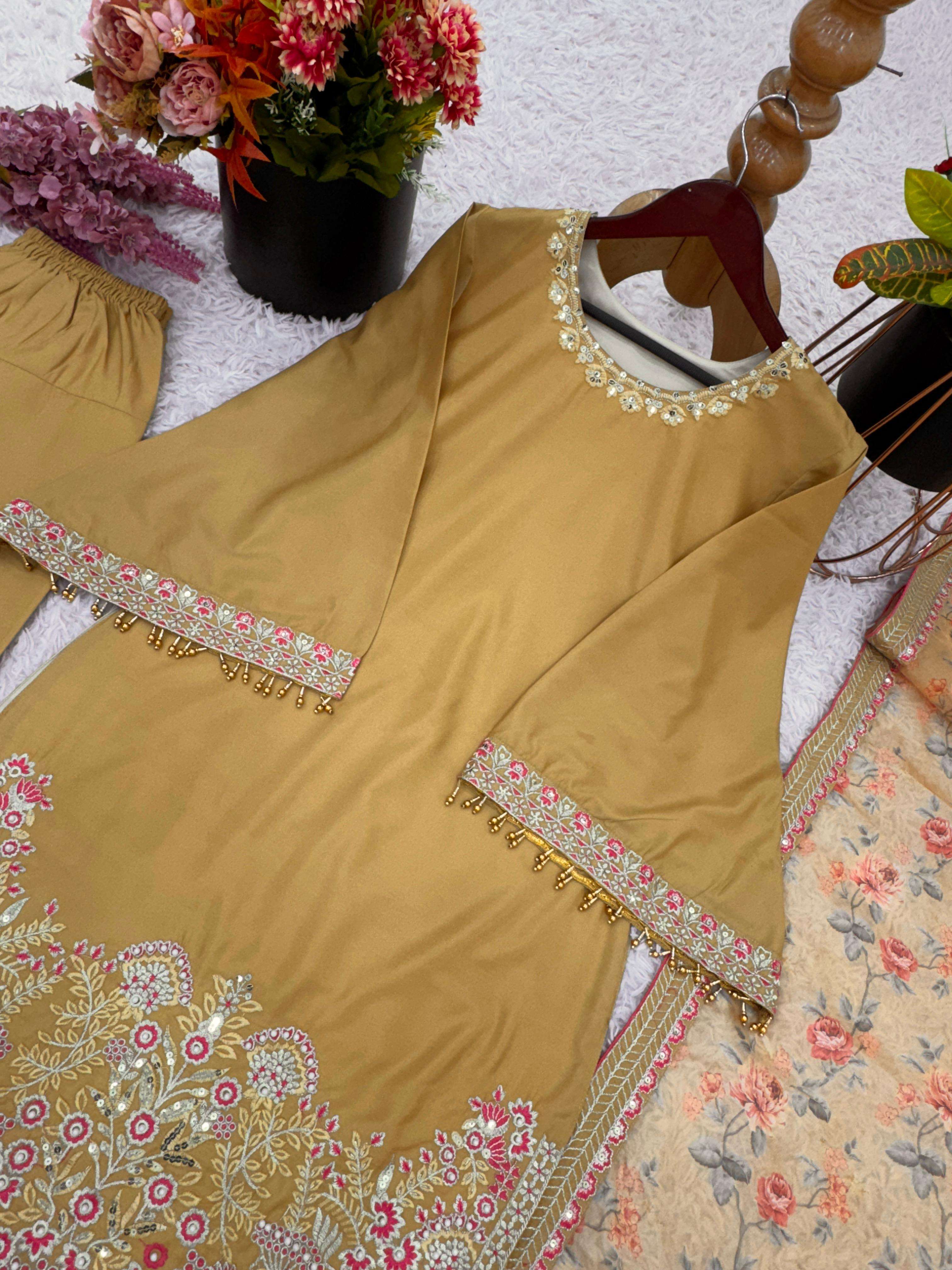SSR 515 SILK SEQUENCE EMBROIDERY DESIGNER WORK PARTY WEAR LADIES SUIT