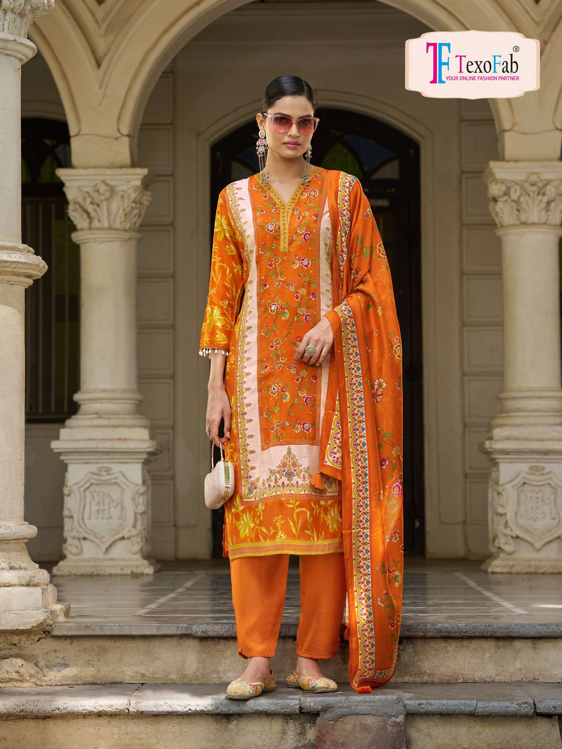 TEXOFAB KALAMKARI VOL 2 CREPE SILK DIGITAL PRINT WITH FANCY WORK LADIES SUIT