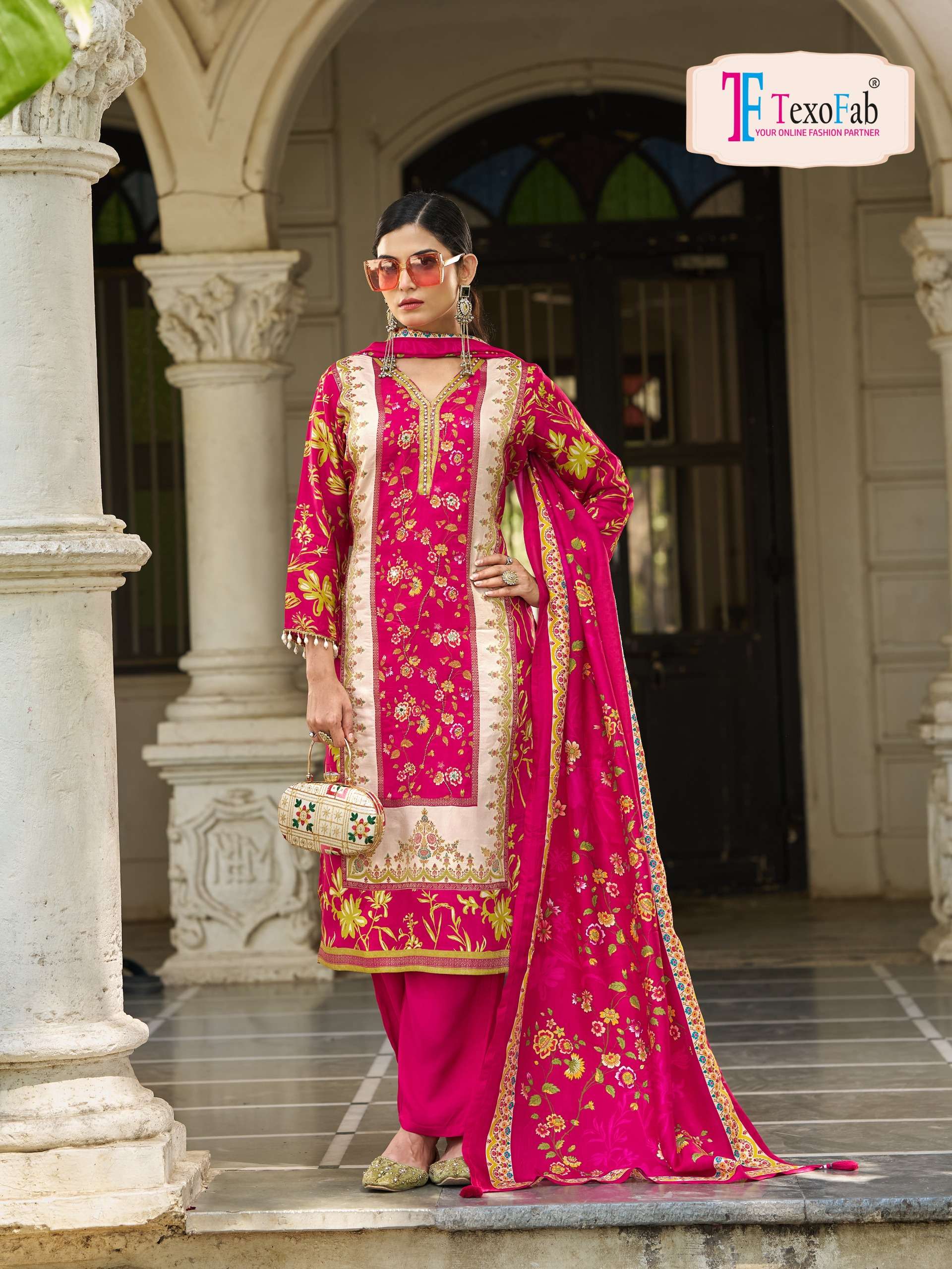 TEXOFAB KALAMKARI VOL 2 CREPE SILK DIGITAL PRINT WITH FANCY WORK LADIES SUIT