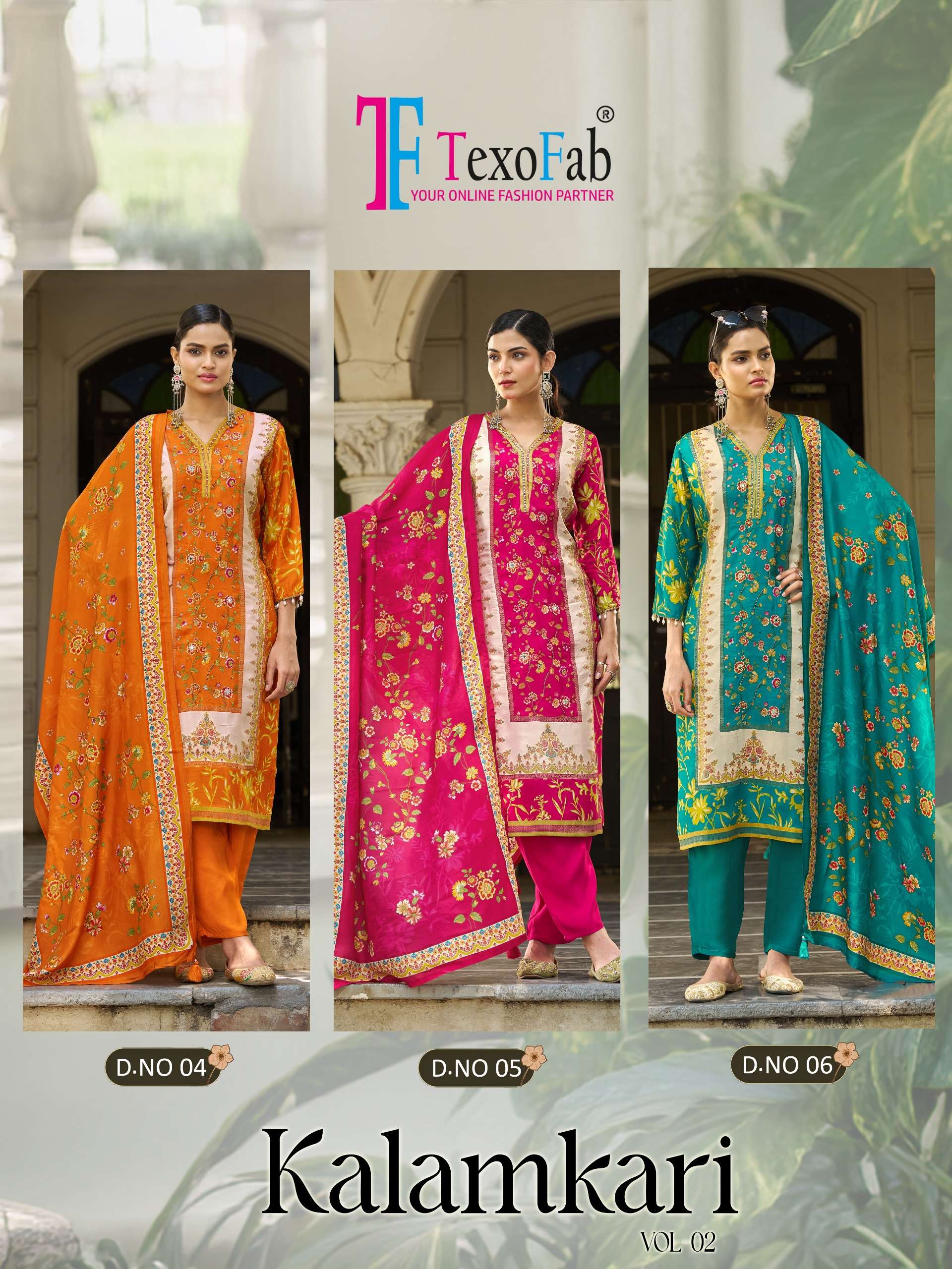 TEXOFAB KALAMKARI VOL 2 CREPE SILK DIGITAL PRINT WITH FANCY WORK LADIES SUIT