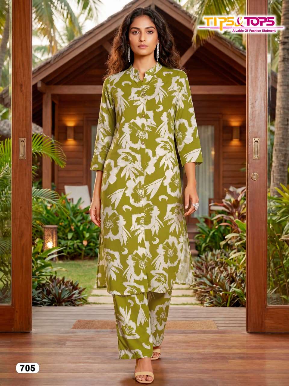 TIPS AND TOPS CINDERELLA VOL 7 RAYON PRINT FANCY KURTI WITH BOTTOM PAIR 