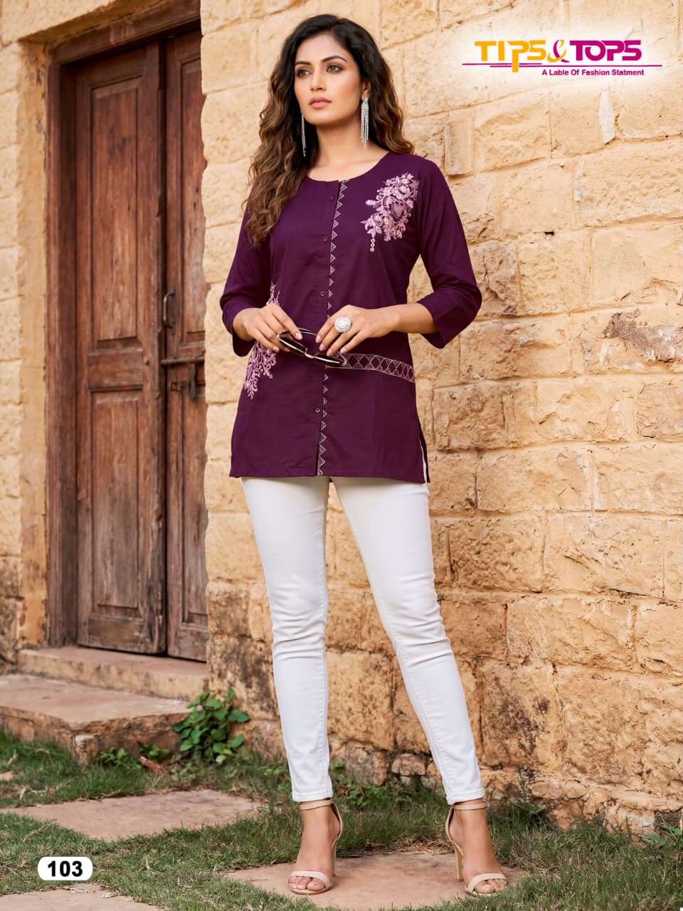 TIPS AND TOPS VIANA COTTON FANCY WESTERN WEAR LADIES TOP