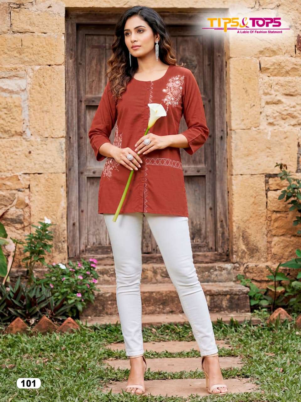 TIPS AND TOPS VIANA COTTON FANCY WESTERN WEAR LADIES TOP