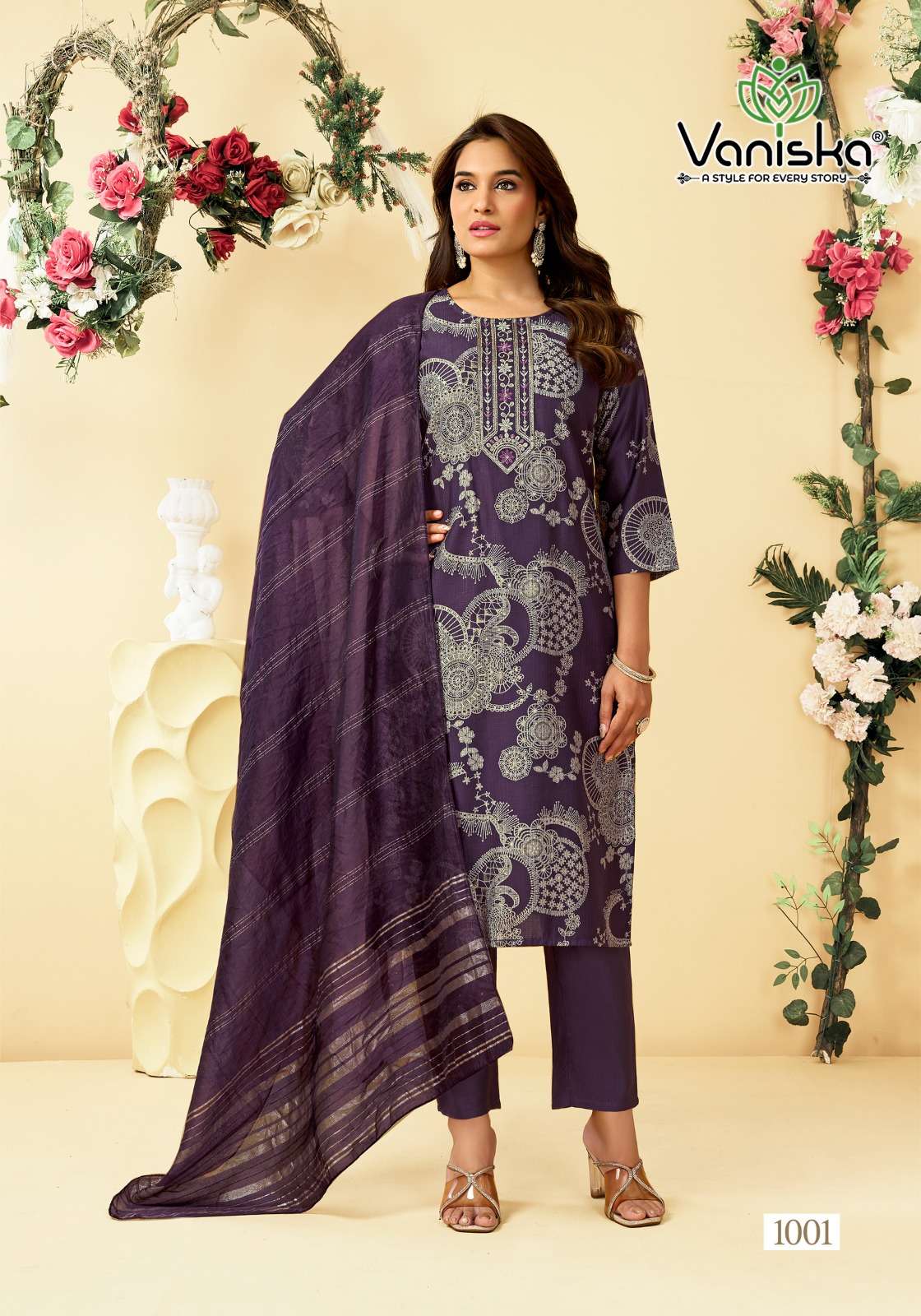 VANISKA FASHION FALAK  VOL 1 SILK PRINT STRAIGHT STYLE  KURTI WITH PANT &  DUPATTA SET
