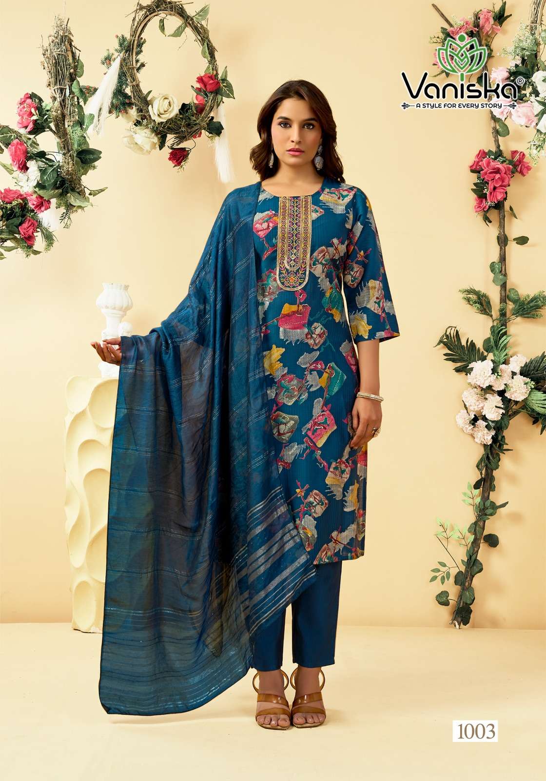 VANISKA FASHION FALAK  VOL 1 SILK PRINT STRAIGHT STYLE  KURTI WITH PANT &  DUPATTA SET