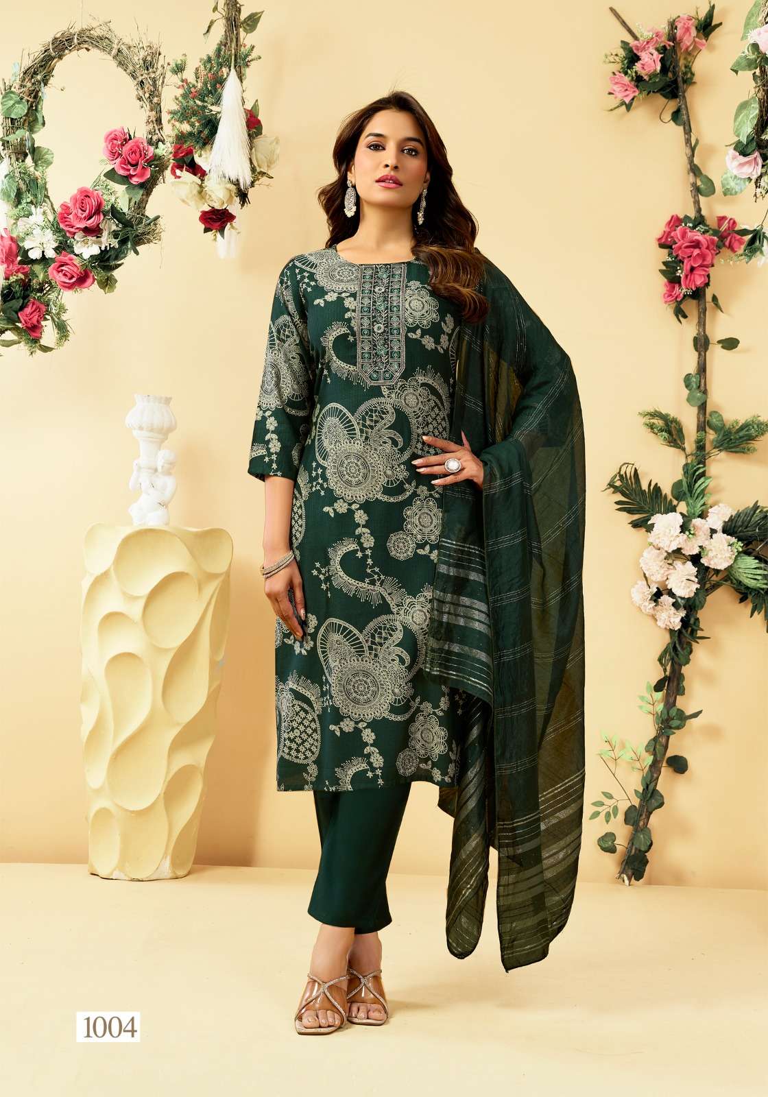 VANISKA FASHION FALAK  VOL 1 SILK PRINT STRAIGHT STYLE  KURTI WITH PANT &  DUPATTA SET
