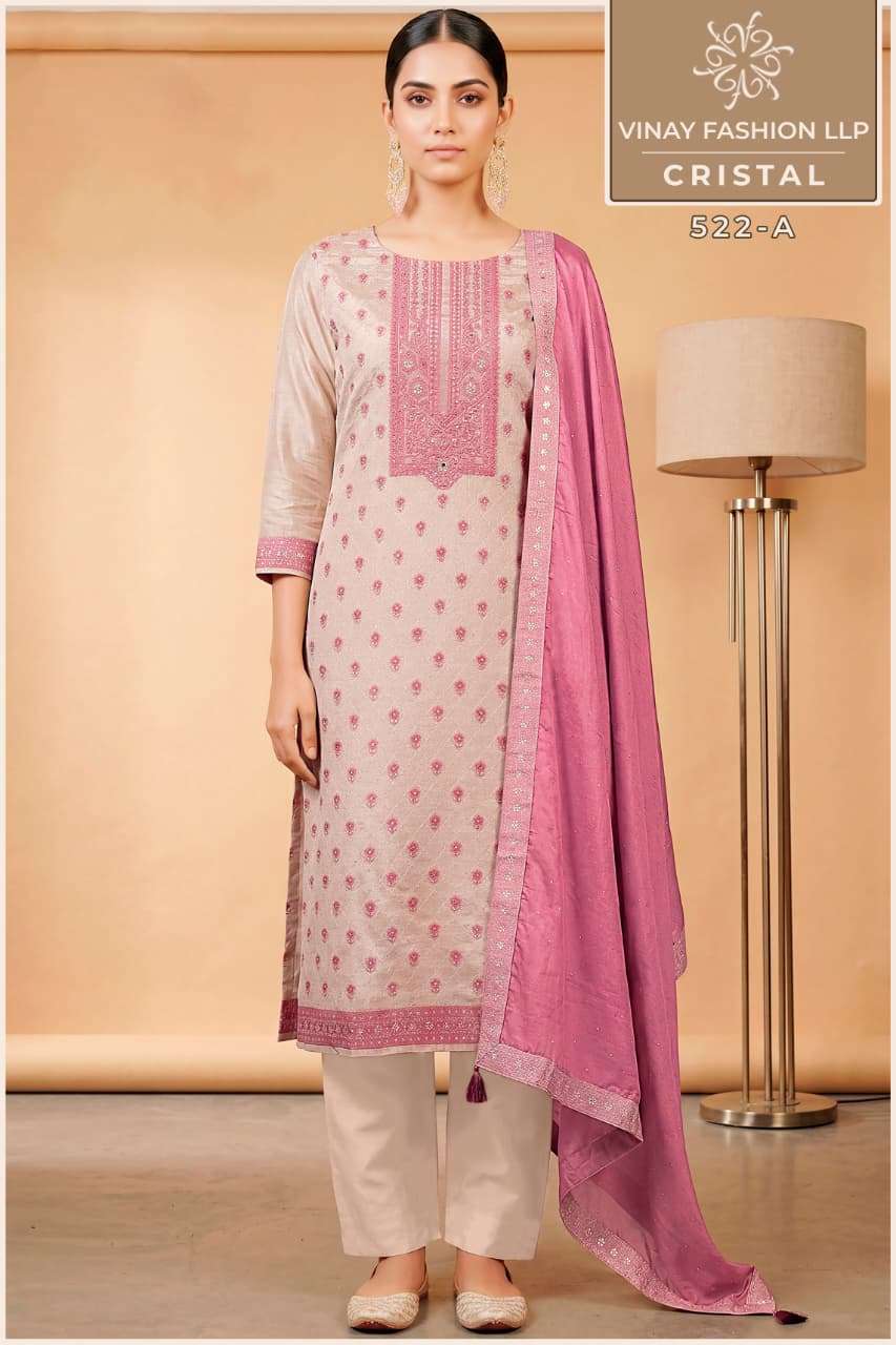 VINAY FASHION KULEESH CRISTAL SILK JACQUARD DESIGNER WORK LADIES SUIT