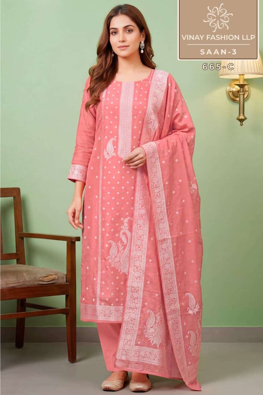 VINAY FASHION KULEESH SAAN VOL 3 VISCOSE DESIGNER WORK FESTIVE WEAR LADIES SUIT