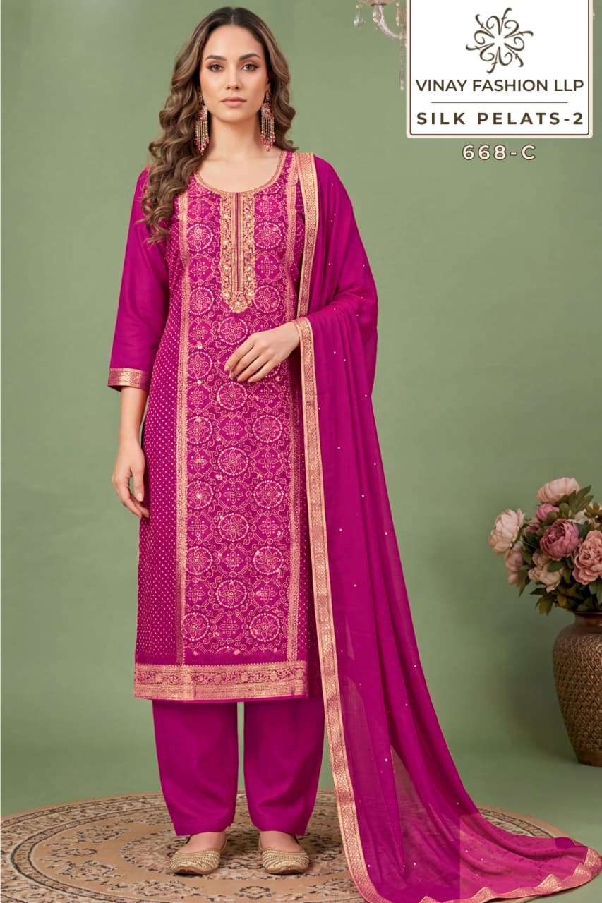 VINAY FASHION KULEESH SILK PETALS VOL 2 SILK DESIGNER WORK SUIT