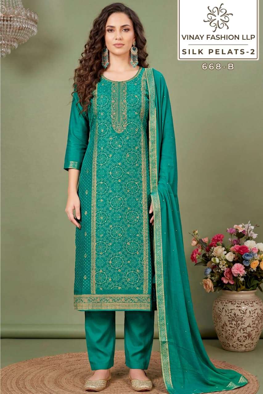VINAY FASHION KULEESH SILK PETALS VOL 2 SILK DESIGNER WORK SUIT