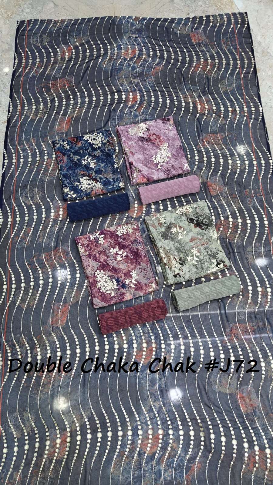 VISHWAM FABRICS DOUBLE CHAKA CHAK CREPE FOIL PRINT SUIT