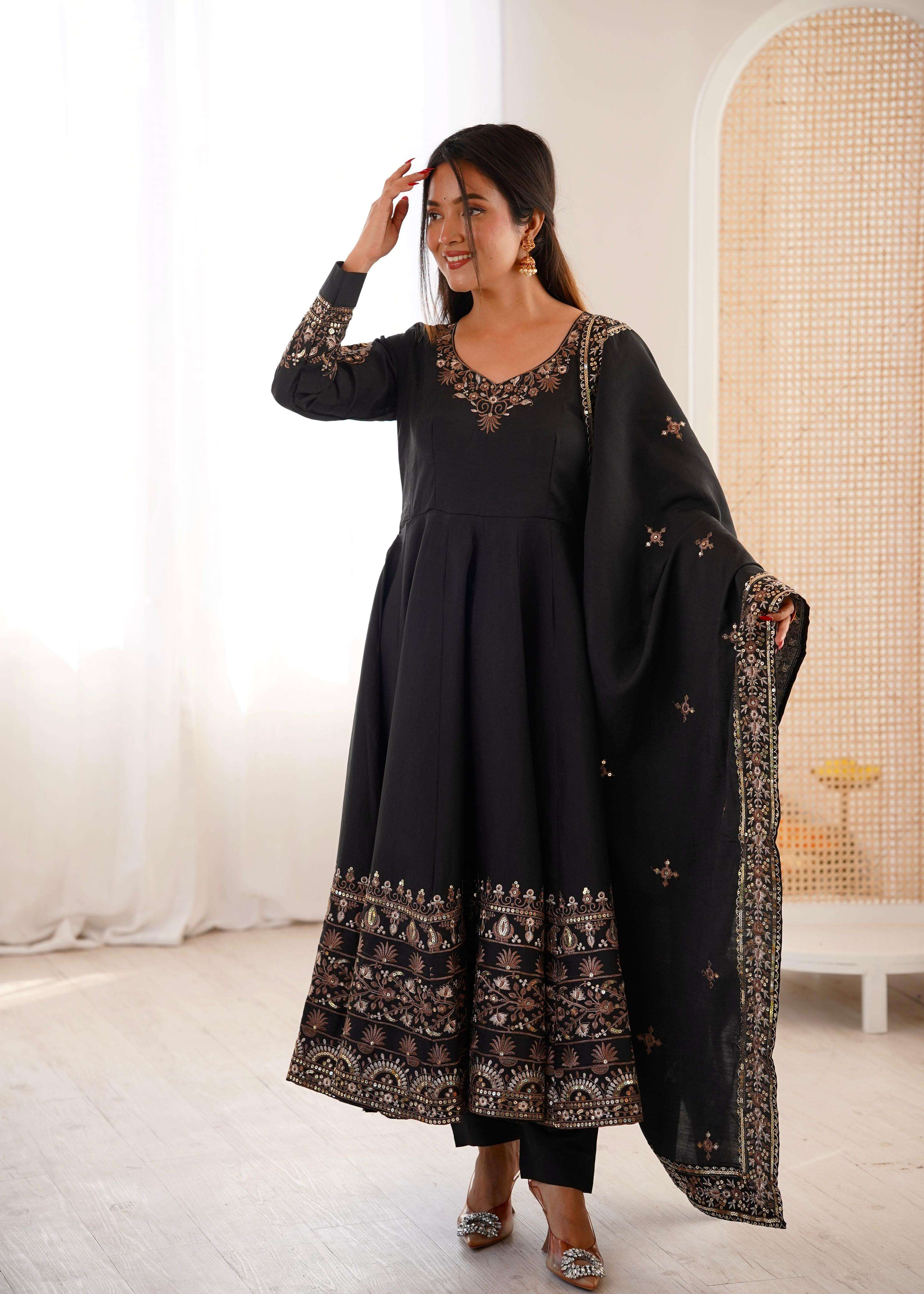 ZF 5016 SILK DESIGNER PARTY WEAR ANARKALI GOWN BOTTOM AND DUPATTA SET 