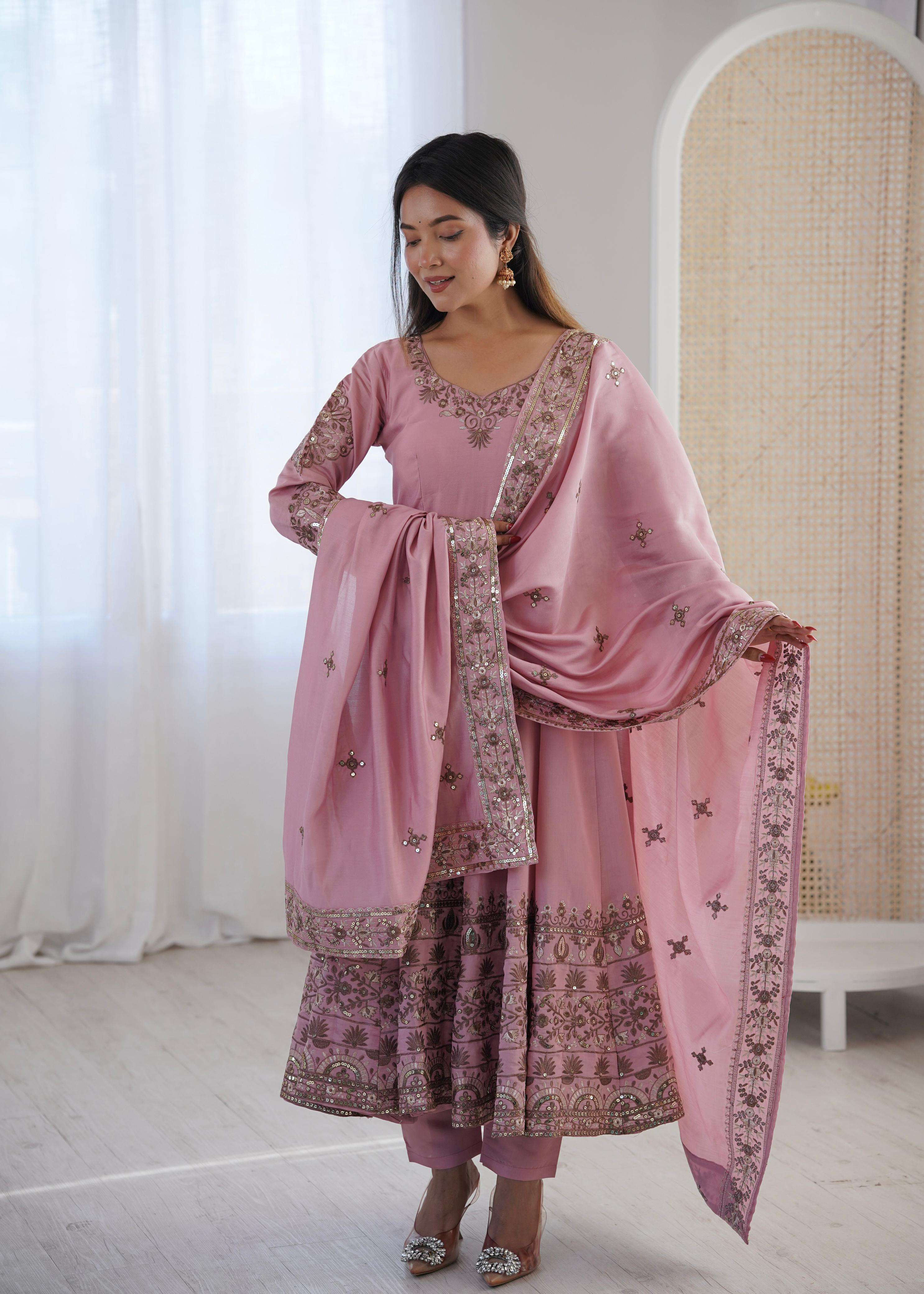 ZF 5016 SILK DESIGNER PARTY WEAR ANARKALI GOWN BOTTOM AND DUPATTA SET 