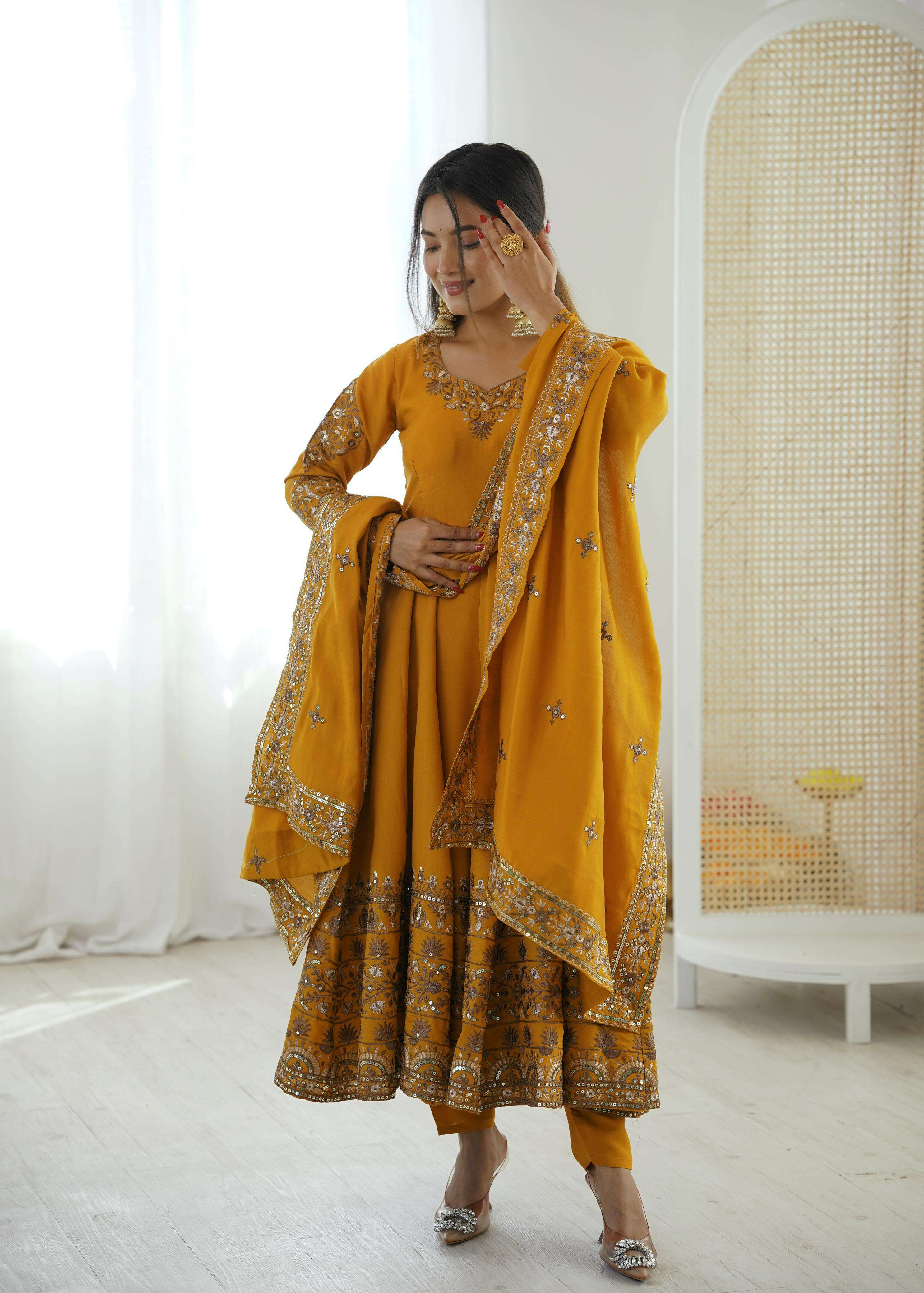 ZF 5016 SILK DESIGNER PARTY WEAR ANARKALI GOWN BOTTOM AND DUPATTA SET 