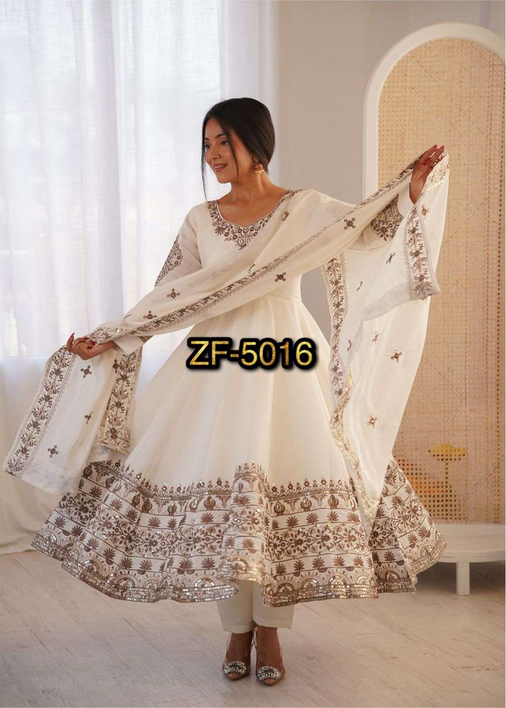 ZF 5016 SILK DESIGNER PARTY WEAR ANARKALI GOWN BOTTOM AND DUPATTA SET 