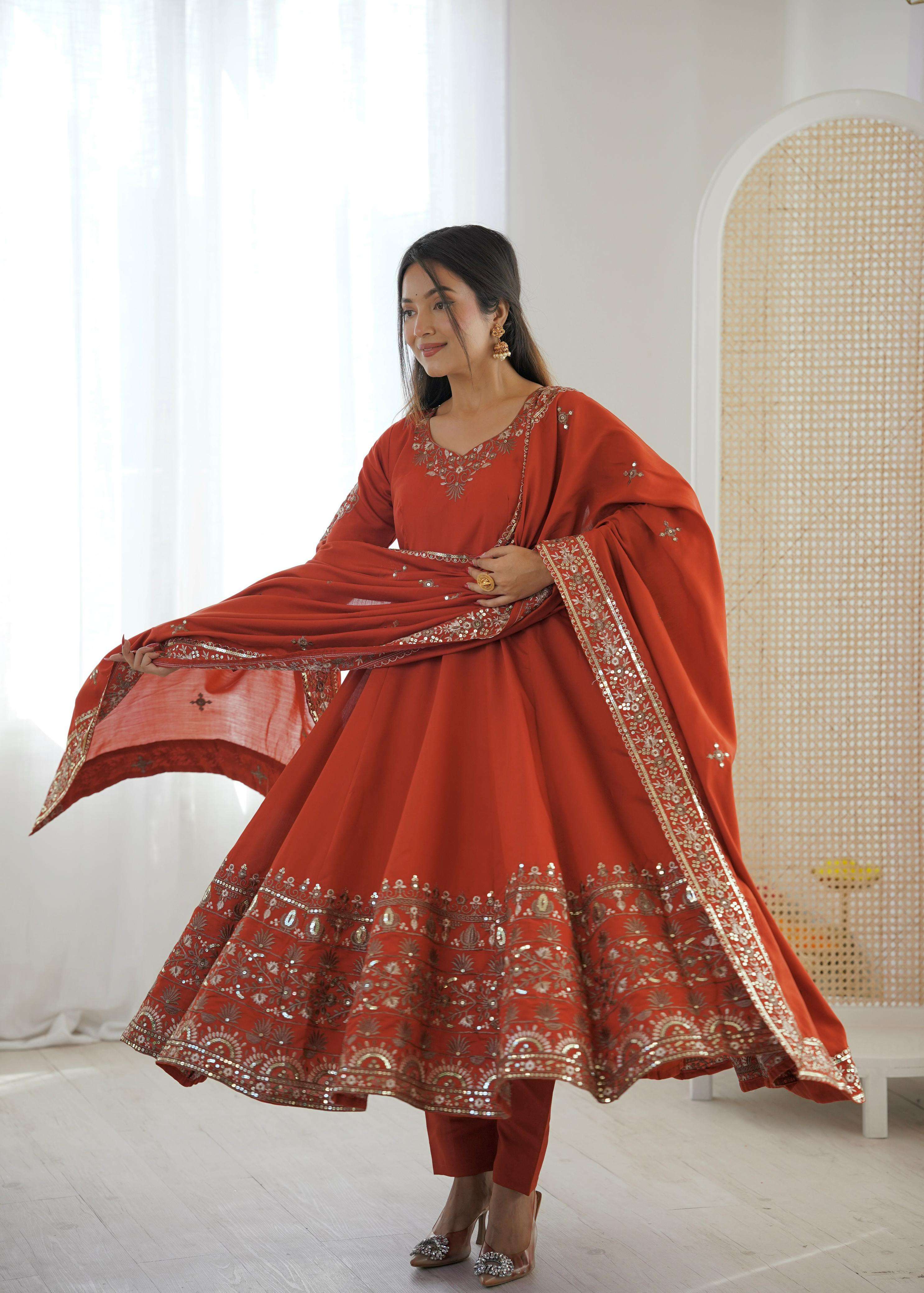 ZF 5016 SILK DESIGNER PARTY WEAR ANARKALI GOWN BOTTOM AND DUPATTA SET 