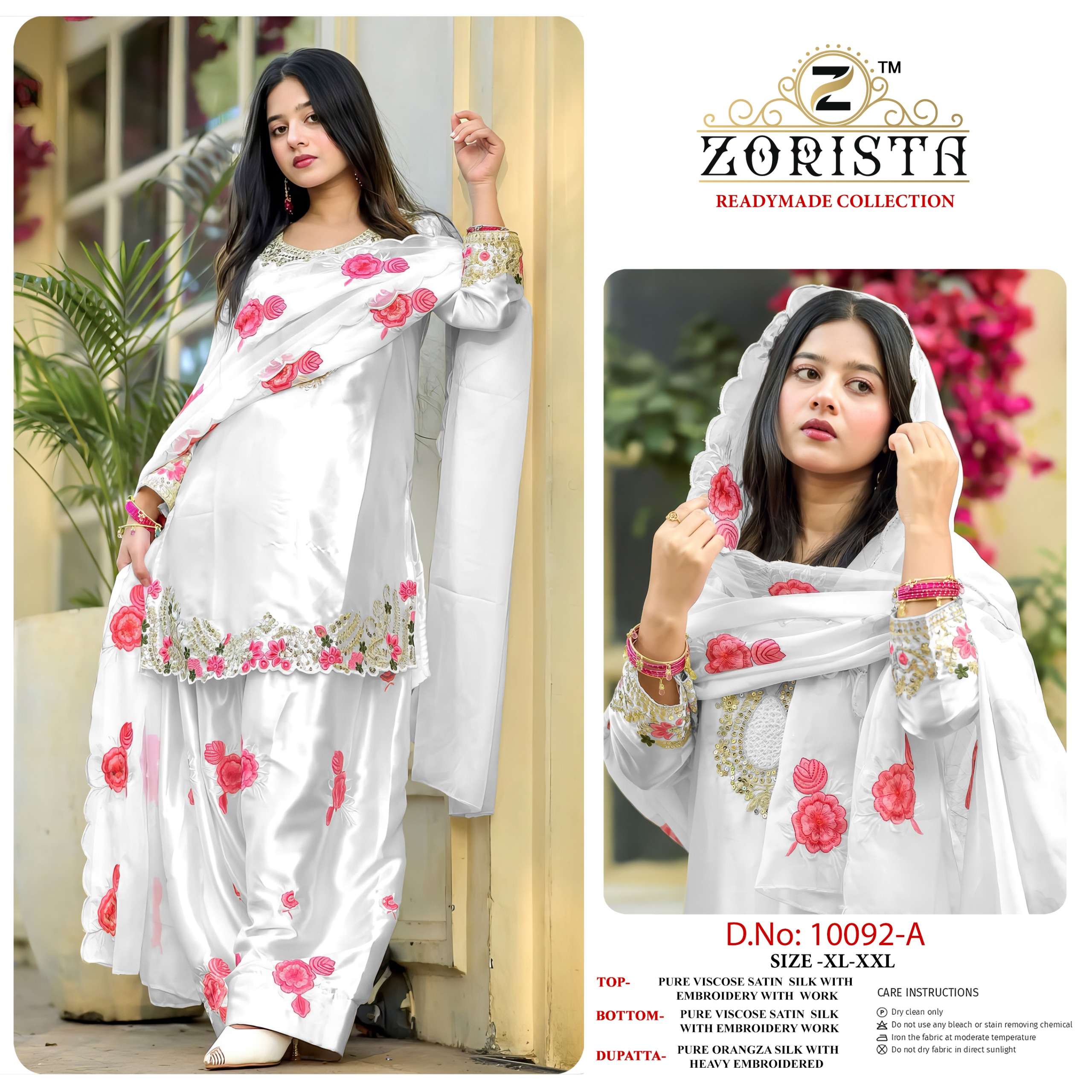 ZORISTA D NO 10092 SATIN SILK  WITH HEAVY EMBROIDERY DESIGNER SUIT