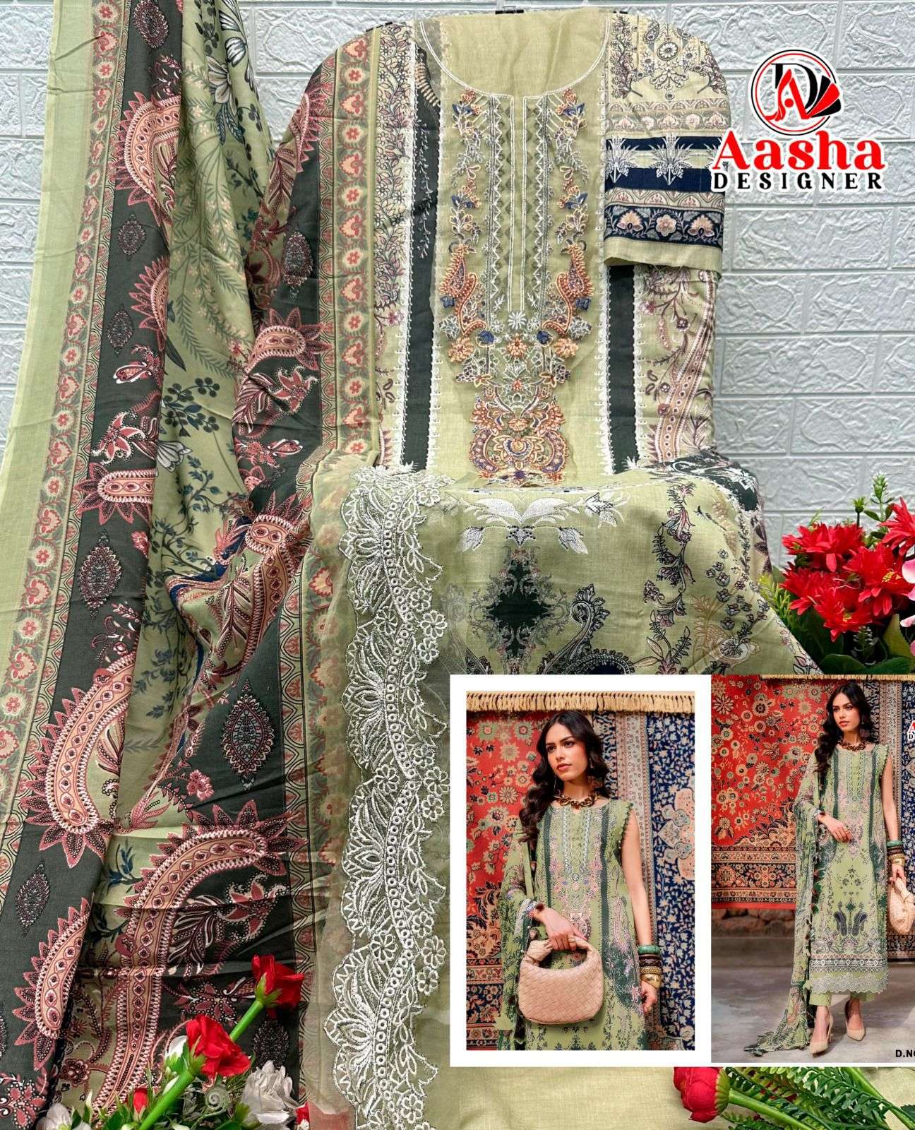 AASHA DESIGNER D NO 1219 COTTON PATCH EMBROIDERY WORK SALWAR KAMEEZ 