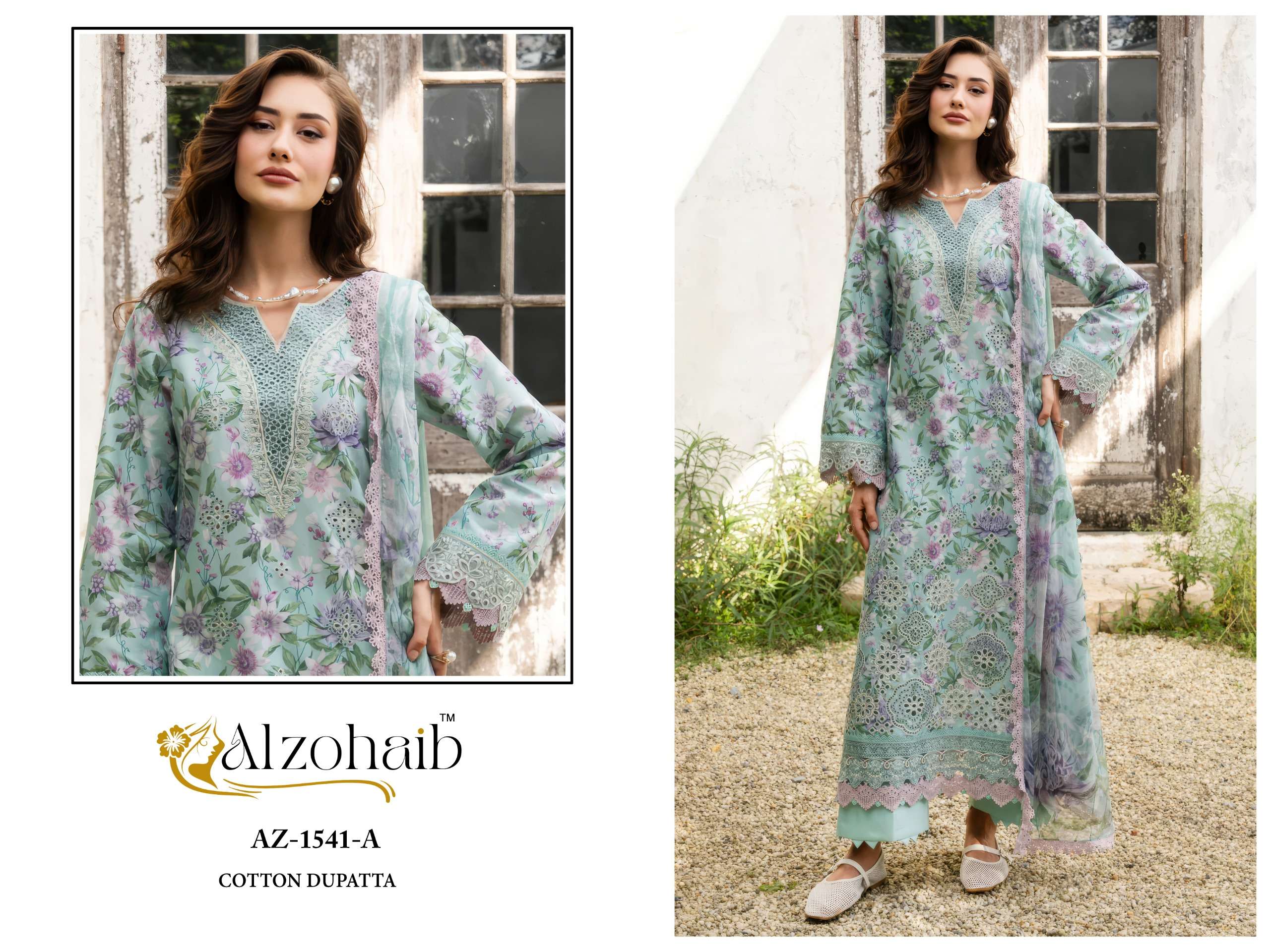 AL ZOHAIB INNAYA COTTON HEAVY PATCH EMBROIDERY WORK PAKISTANI SUIT