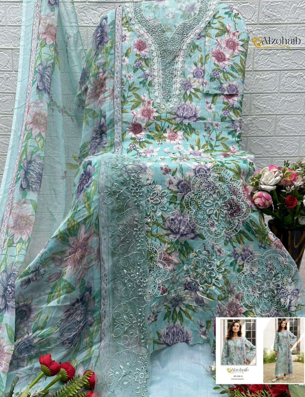 AL ZOHAIB INNAYA COTTON HEAVY PATCH EMBROIDERY WORK PAKISTANI SUIT