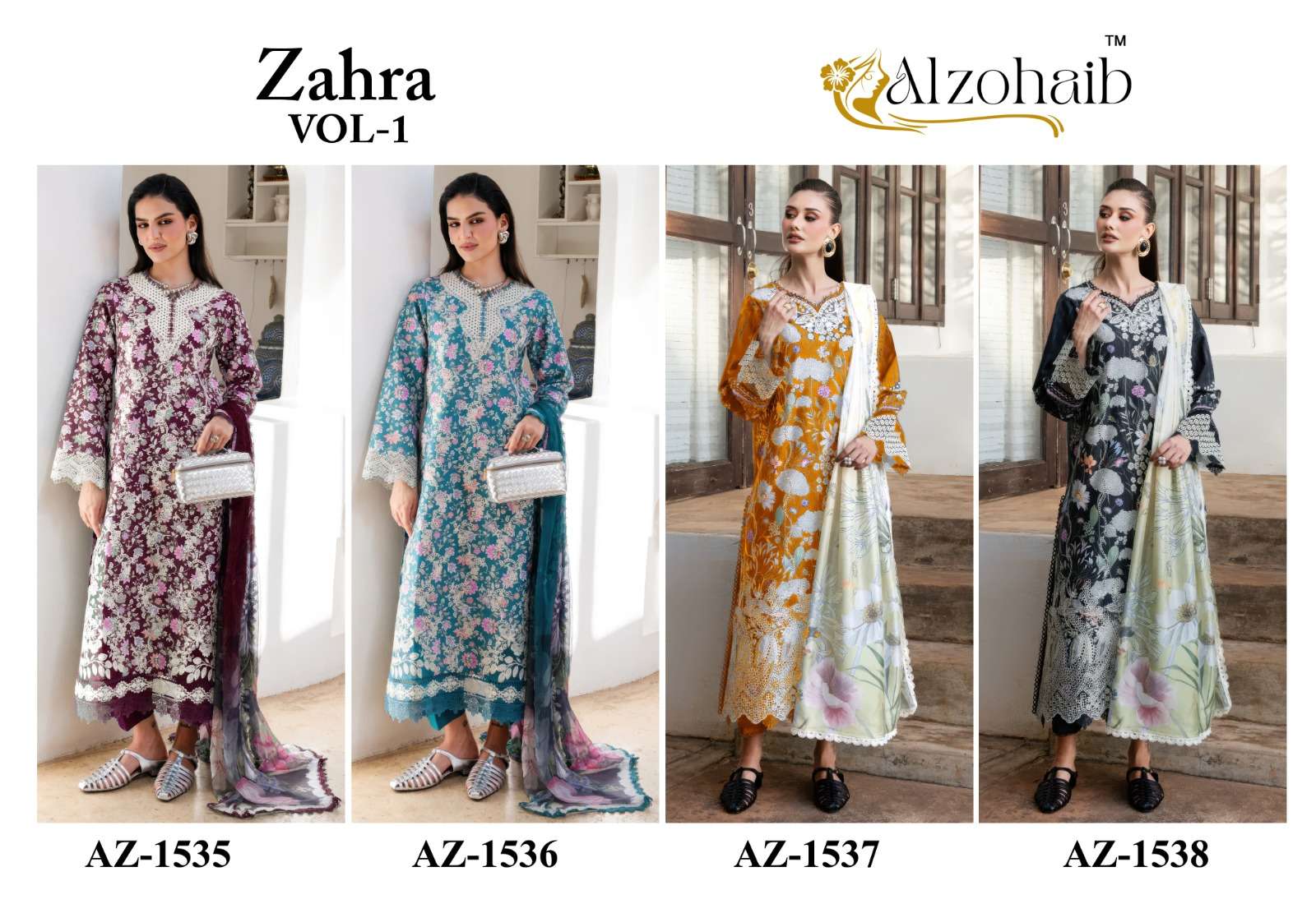 AL ZOHAIB ZAHRA VOL 1 COTTON HEAVY PATCH EMBROIDERY WORK SALWAR KAMEEZ 