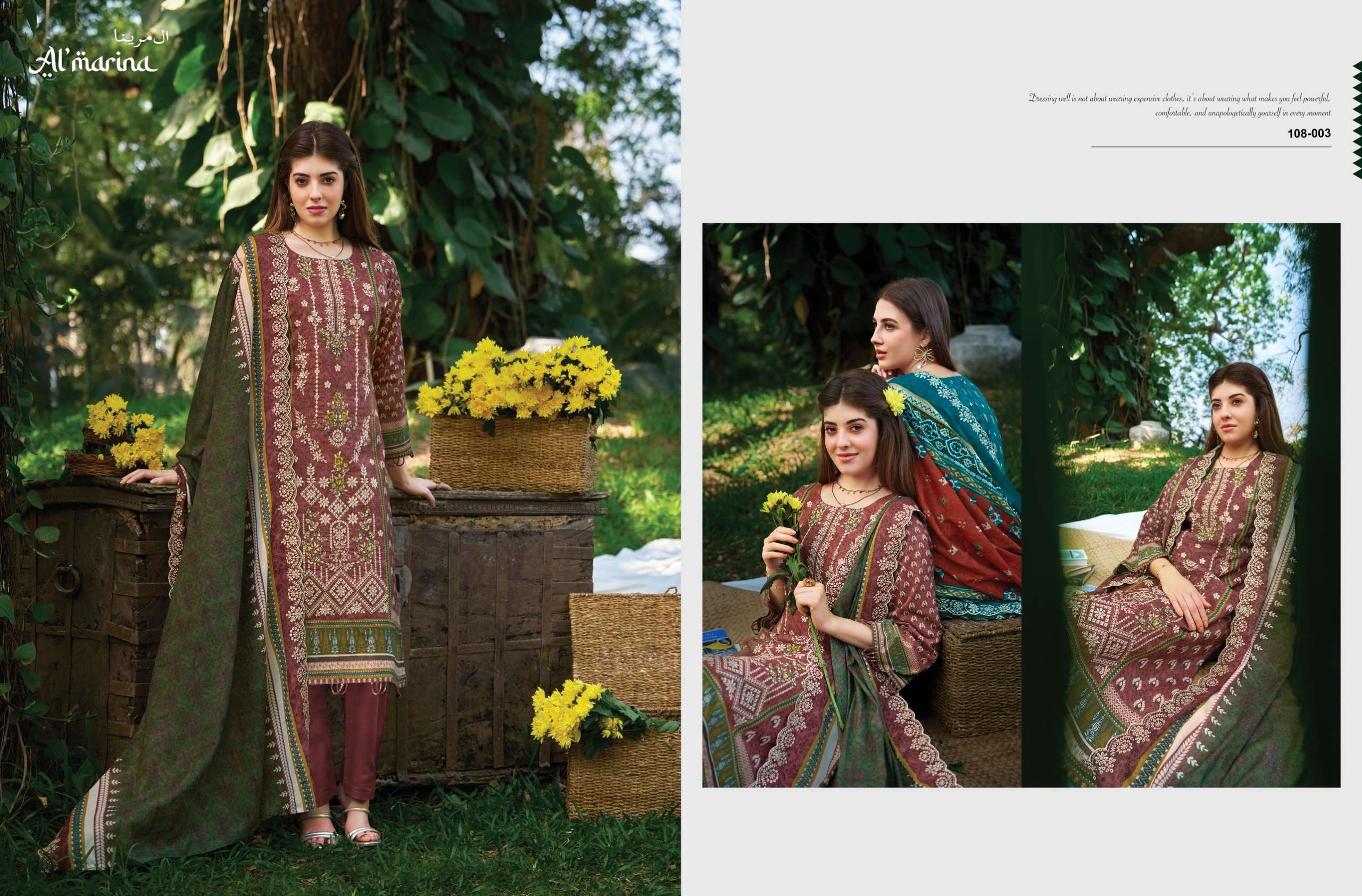 ALMARINA SUKOON E SAFAR COTTON DIGITAL PRINT WITH CHIKANKARI WORK SUIT
