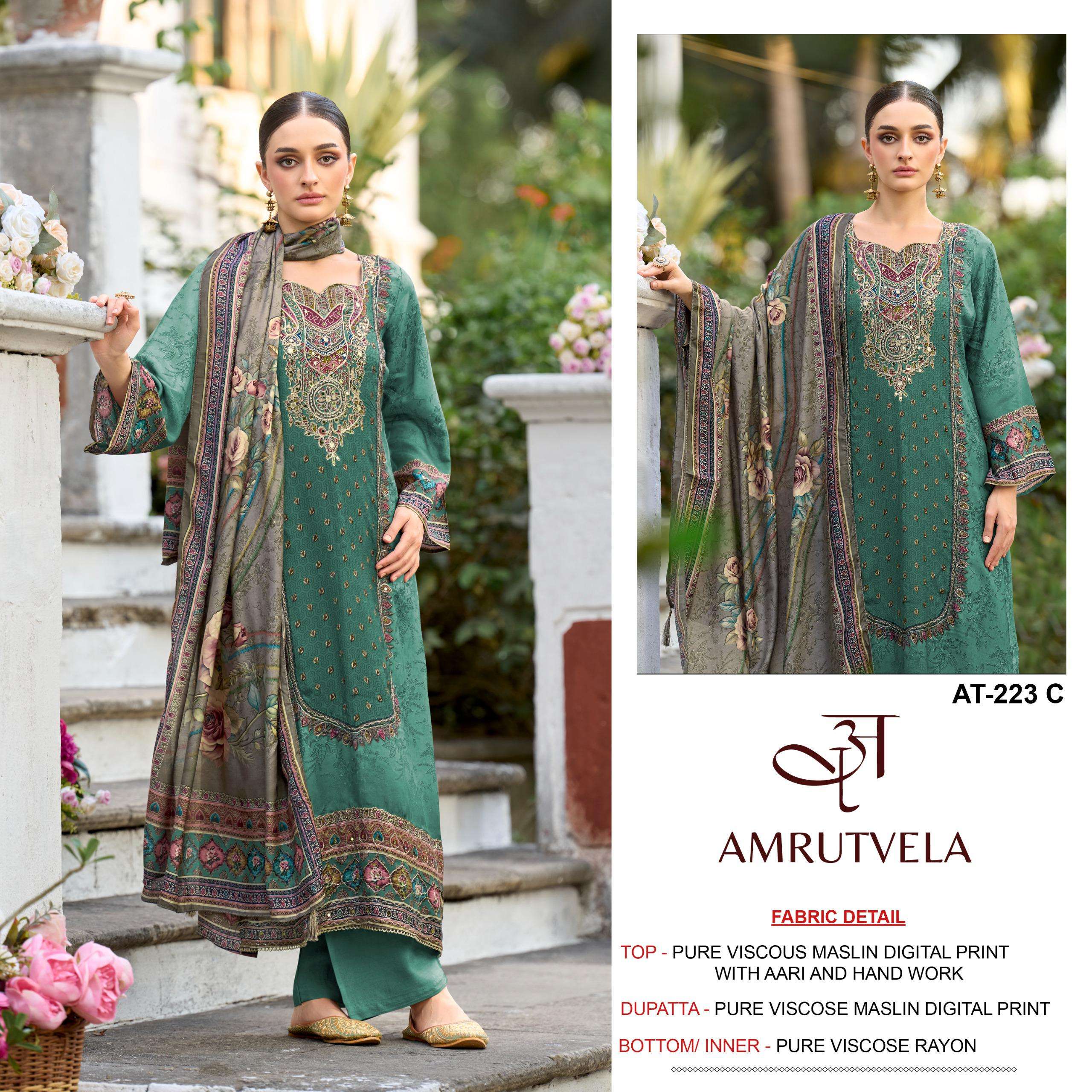 AMRUTVELA AT 223 VISCOSE DIGITAL PRINT WITH DESIGNER WORK SUIT