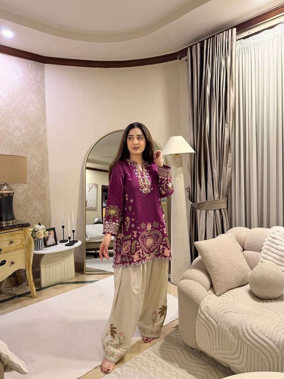 BE 470 CREPE SILK DESIGNER EMBROIDERED CO-ORD SET