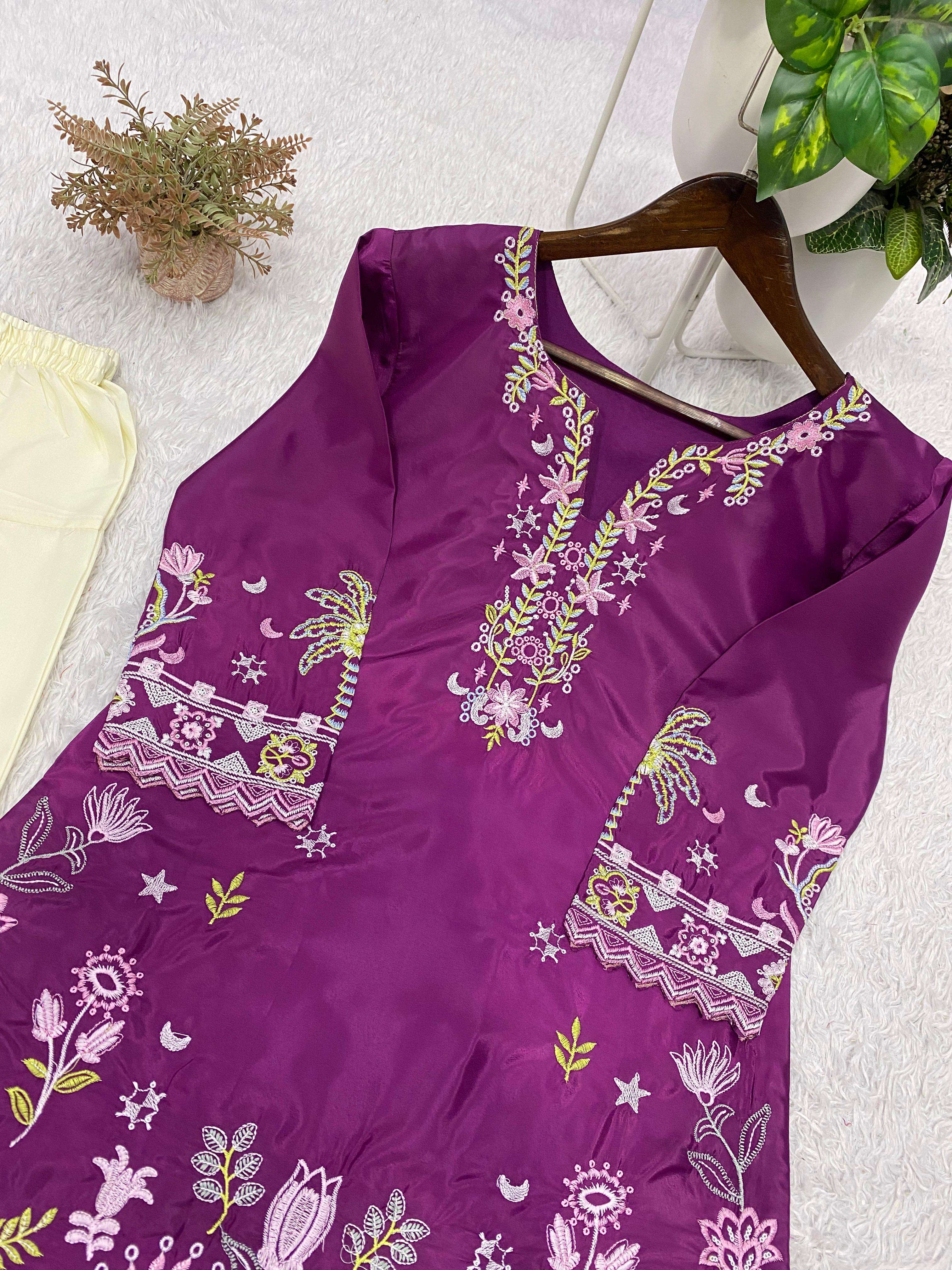 BE 470 CREPE SILK DESIGNER EMBROIDERED CO-ORD SET