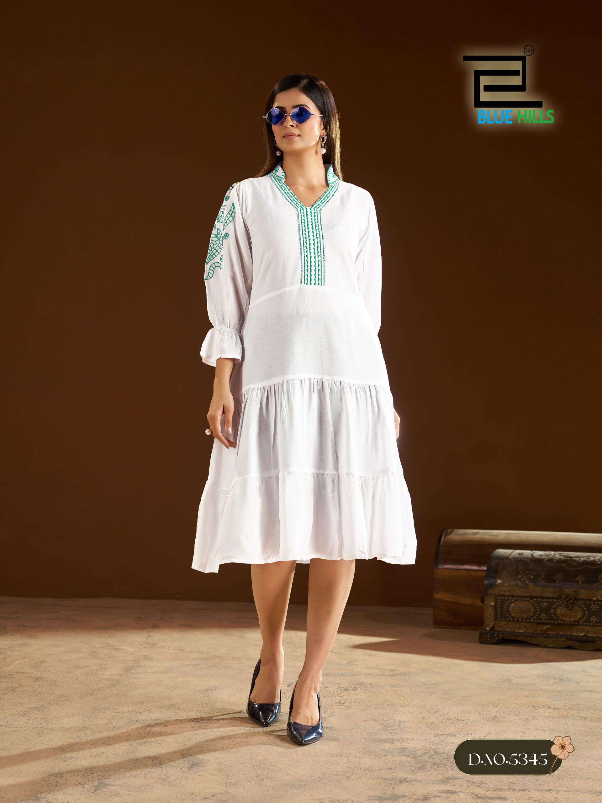 BLUE HILLS ANNA RAYON FANCY LOOKS SUMMER WEAR LADIES ONE PIECE DRESS 