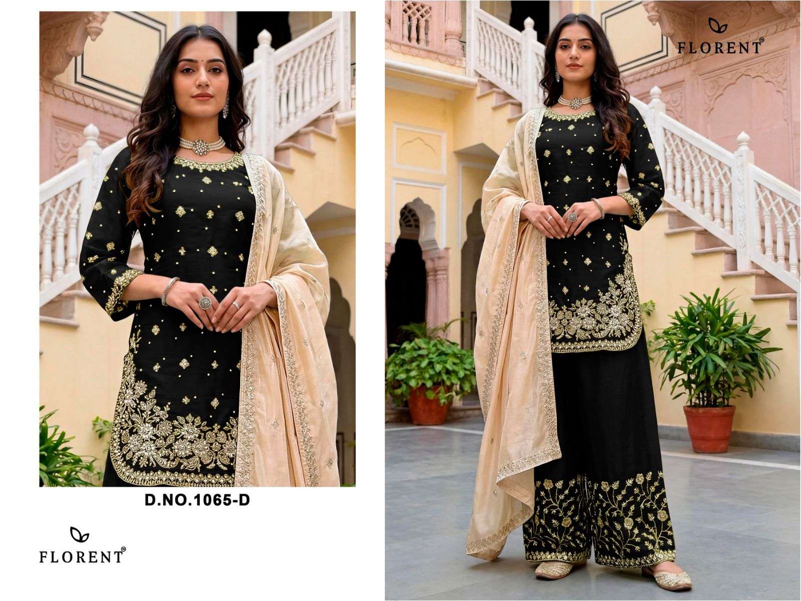 FLORENT D NO 1065 JIMMY SILK EMBROIDERY DESIGNER READY MADE PAKISTANI SUIT