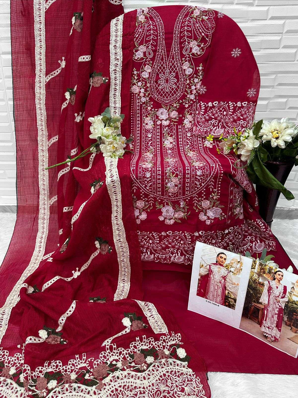 FLORENT D NO 1090 COTTON WITH HEAVY EMBROIDERY WORK PAKISTANI SUIT