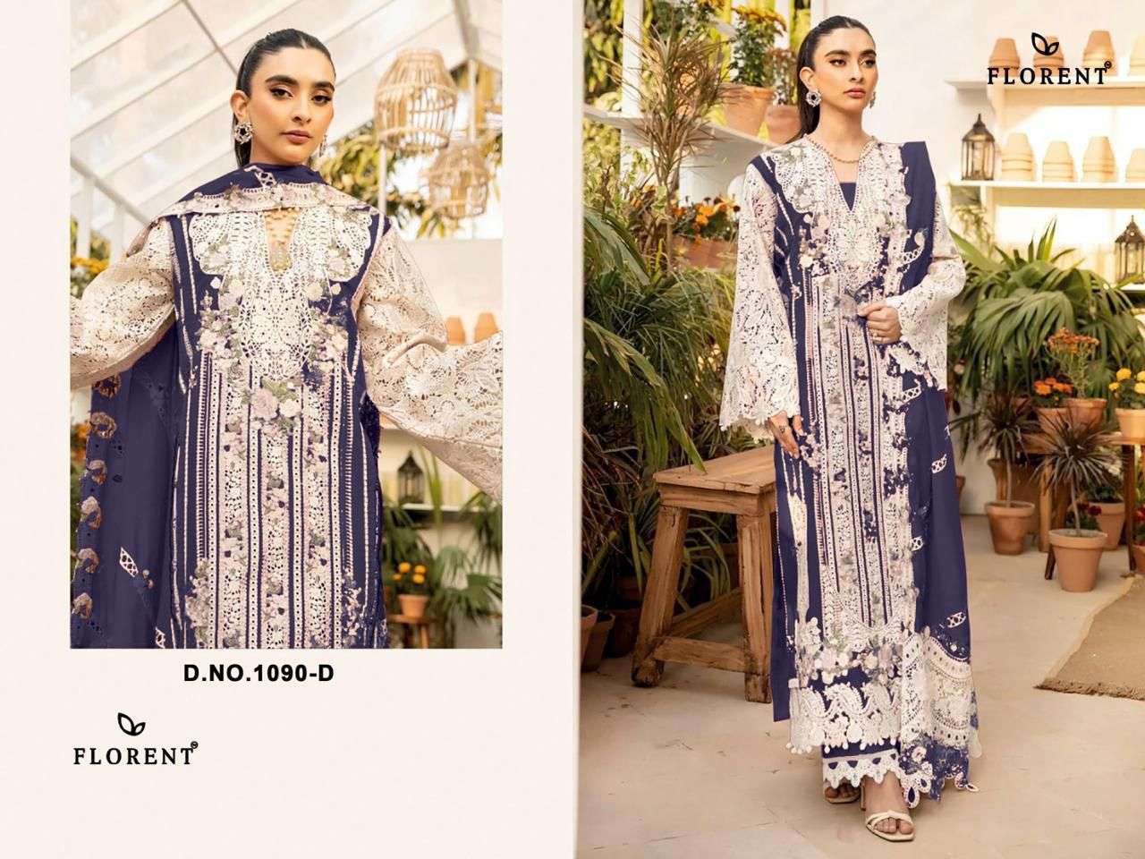 FLORENT D NO 1090 COTTON WITH HEAVY EMBROIDERY WORK PAKISTANI SUIT
